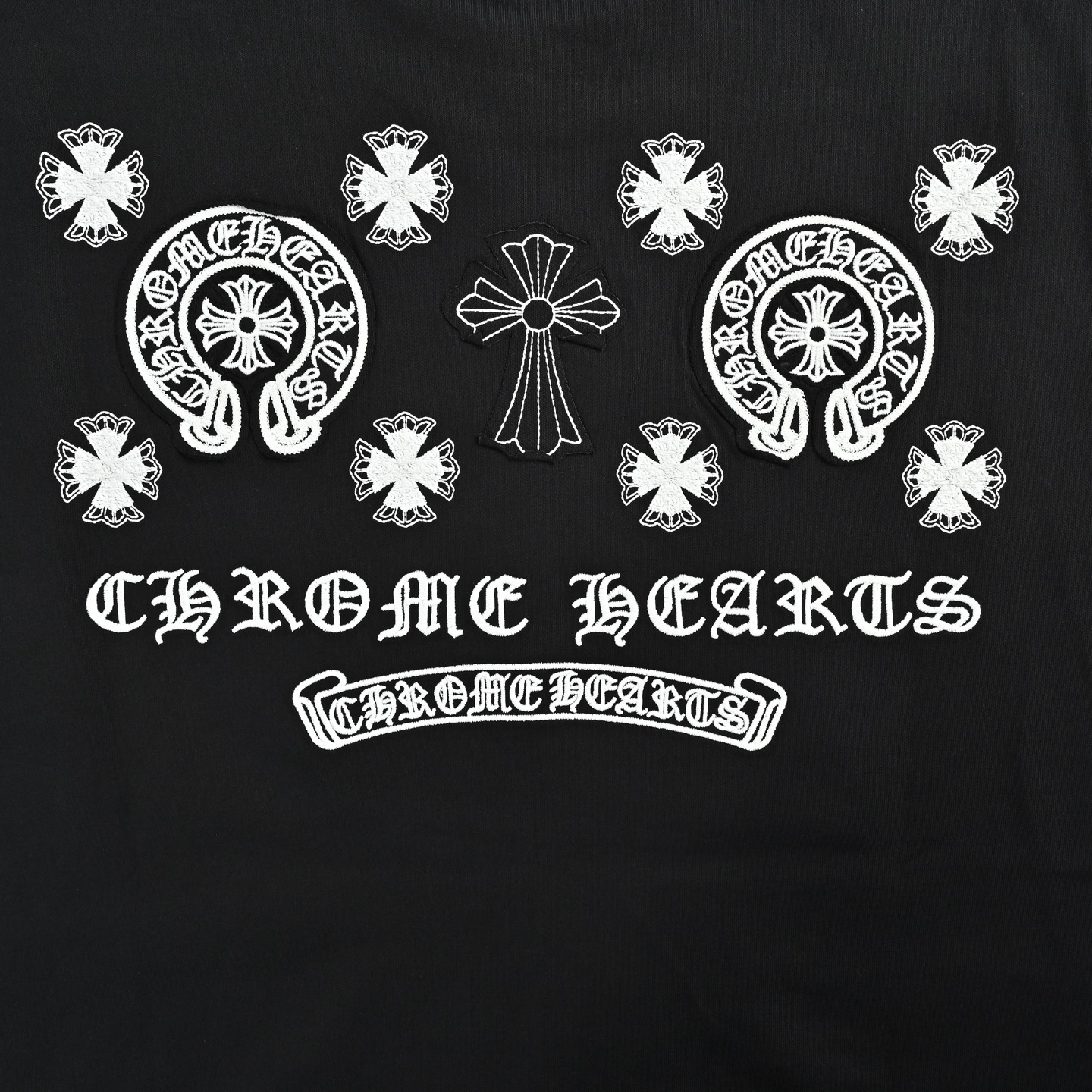 Chrome Hearts/克罗心 后背logo贴布刺绣圆领短袖 黑色 白色