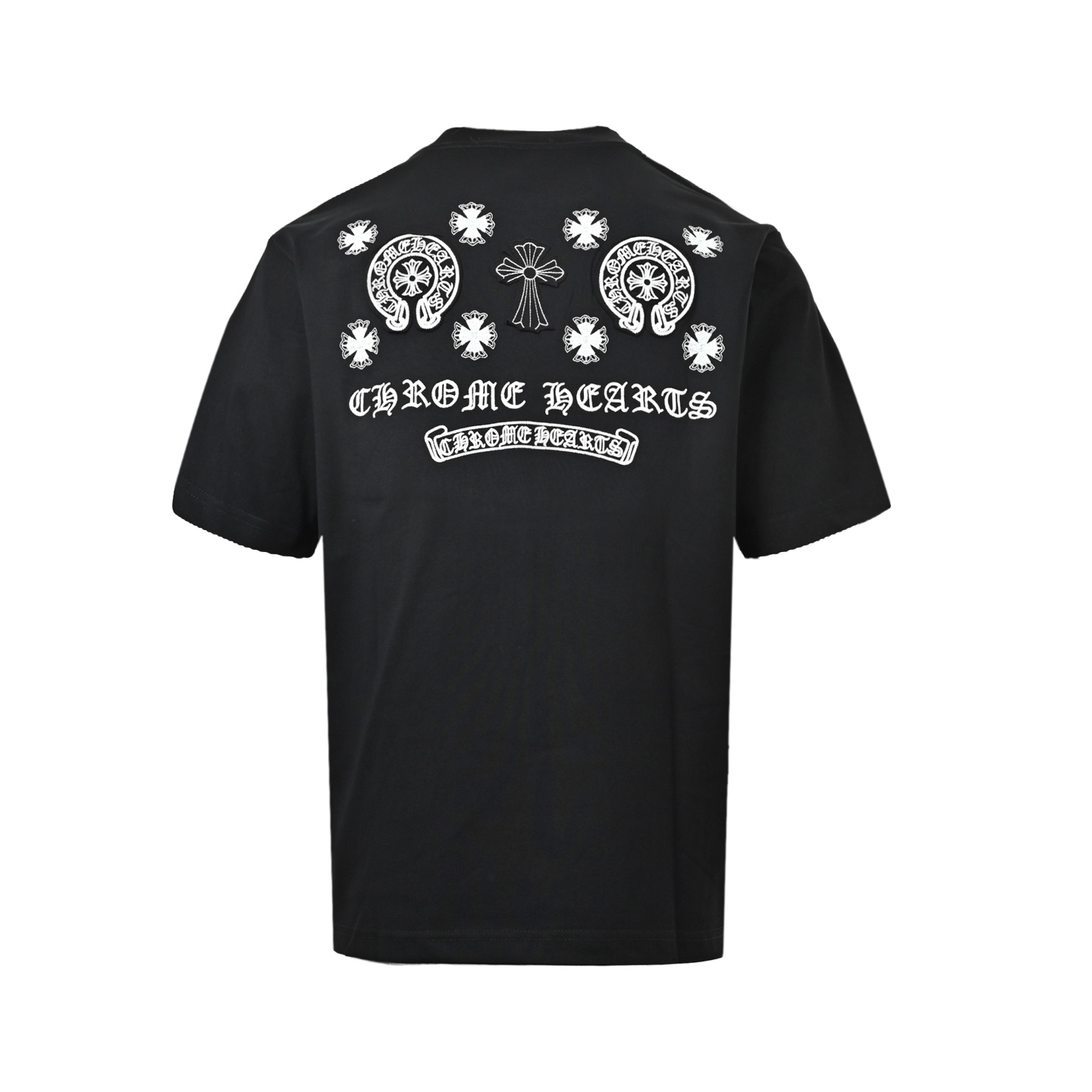 Chrome Hearts/克罗心 后背logo贴布刺绣圆领短袖 黑色 白色