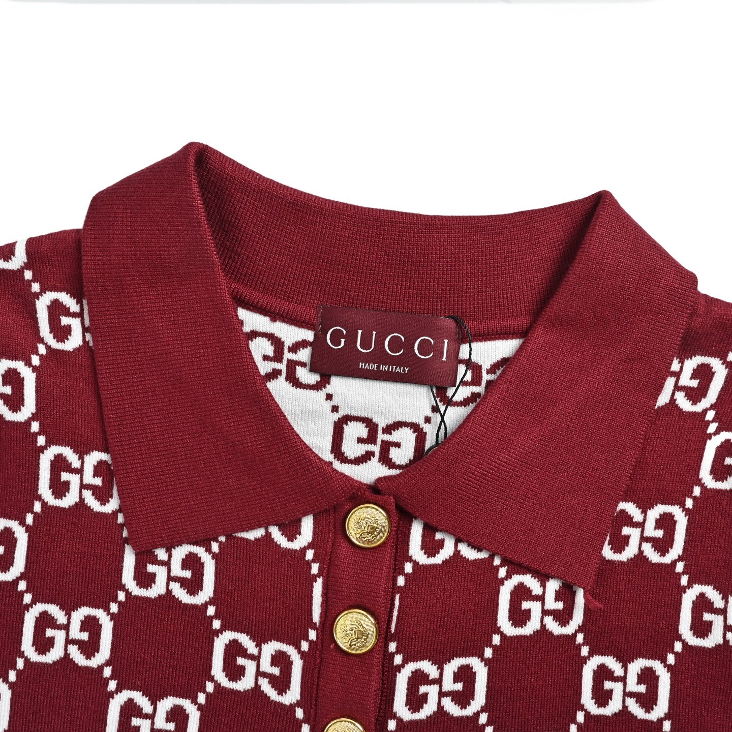Gucci/古驰 满印提花针织POLO短袖 红白 白红