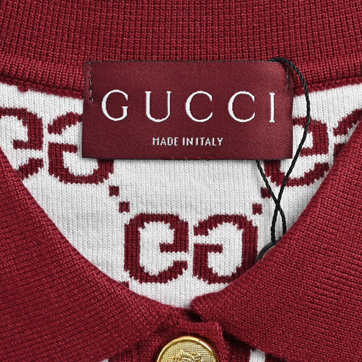 Gucci/古驰 满印提花针织POLO短袖 红白 白红