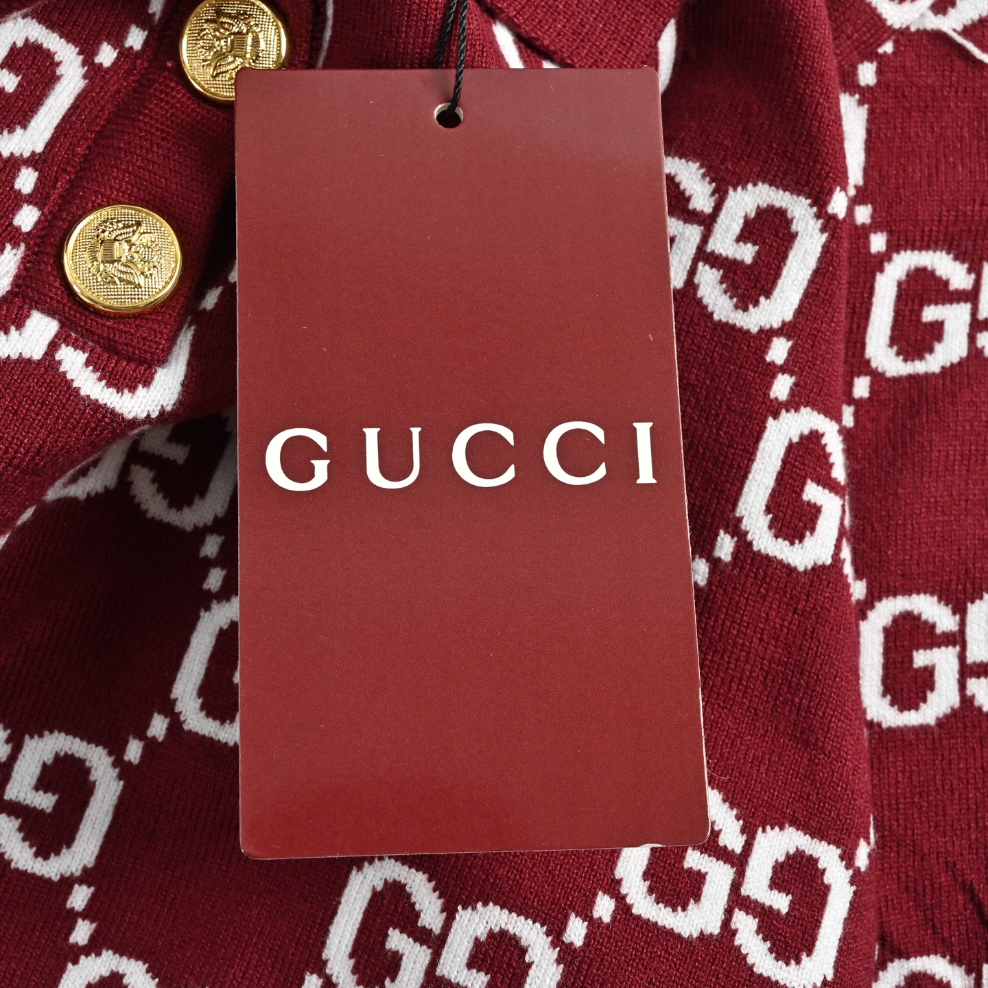 Gucci/古驰 满印提花针织POLO短袖 红白 白红