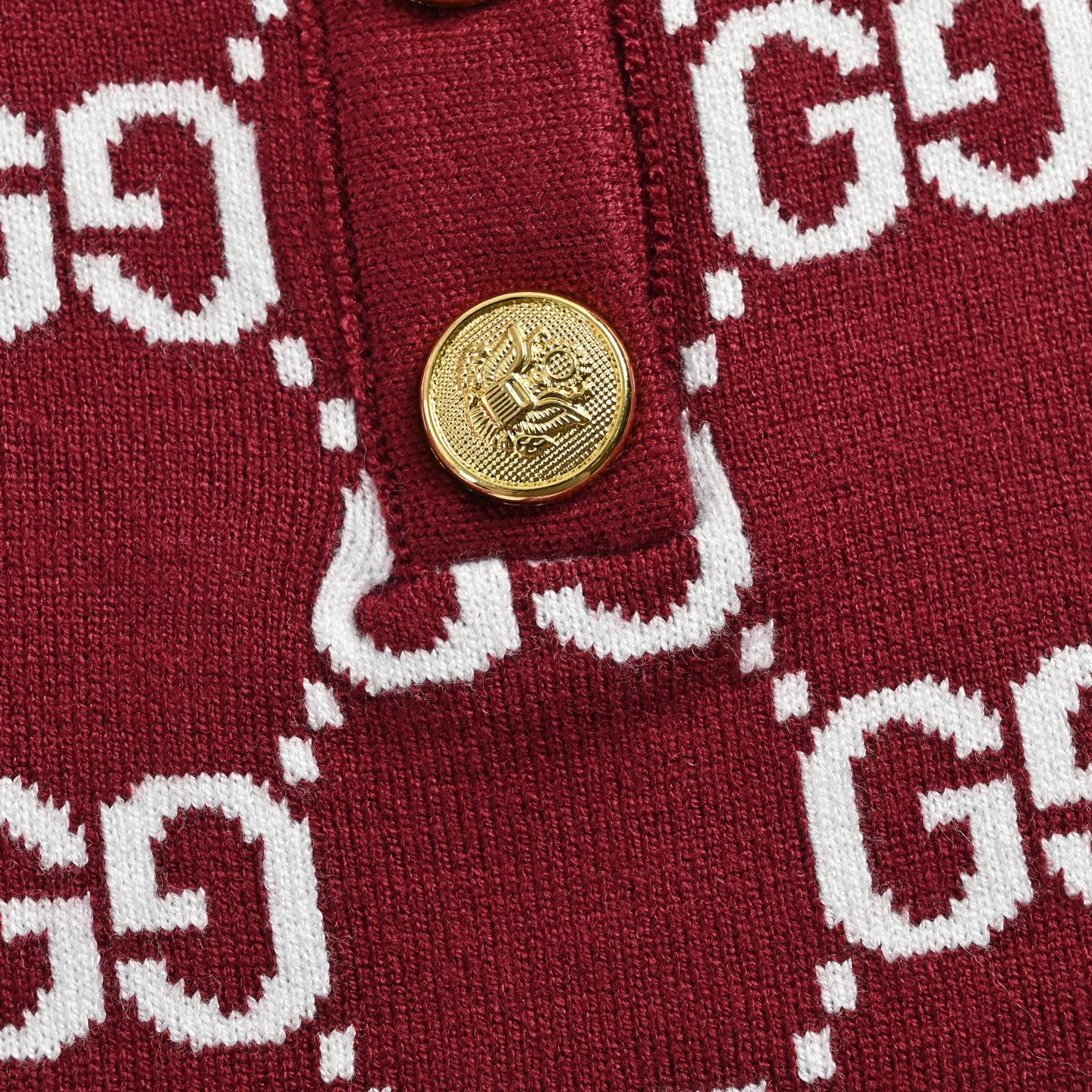 Gucci/古驰 满印提花针织POLO短袖 红白 白红