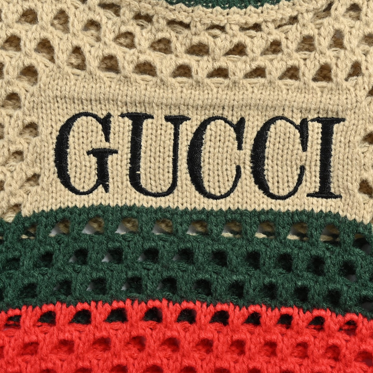 Gucci/古驰 复古镂空短袖针织衫 新版红标 米白底色配红绿条纹 米黄红-Top High Quatity Cheap Sneakers Fashion Clothing Clothes Bags handbags Shoes of all Brand wholesale With The best Quality And Beautiful Price from China Factory Chinese suppliers wholesaler seller Gucci/古驰 复古镂空短袖针织衫 新版红标 米白底色配红绿条纹 米黄红