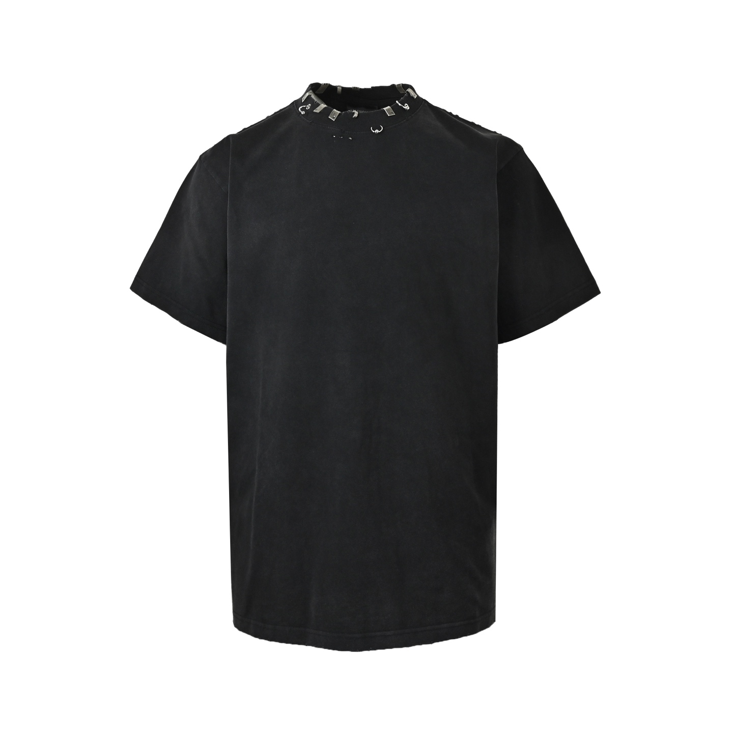 Balenciaga/巴黎世家 26ss 领口刻字logo金属环扣穿刺短袖