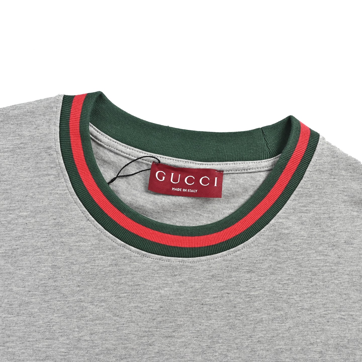 Gucci/古驰 红绿撞色螺纹字母刺绣短袖 白色 黑色 花灰