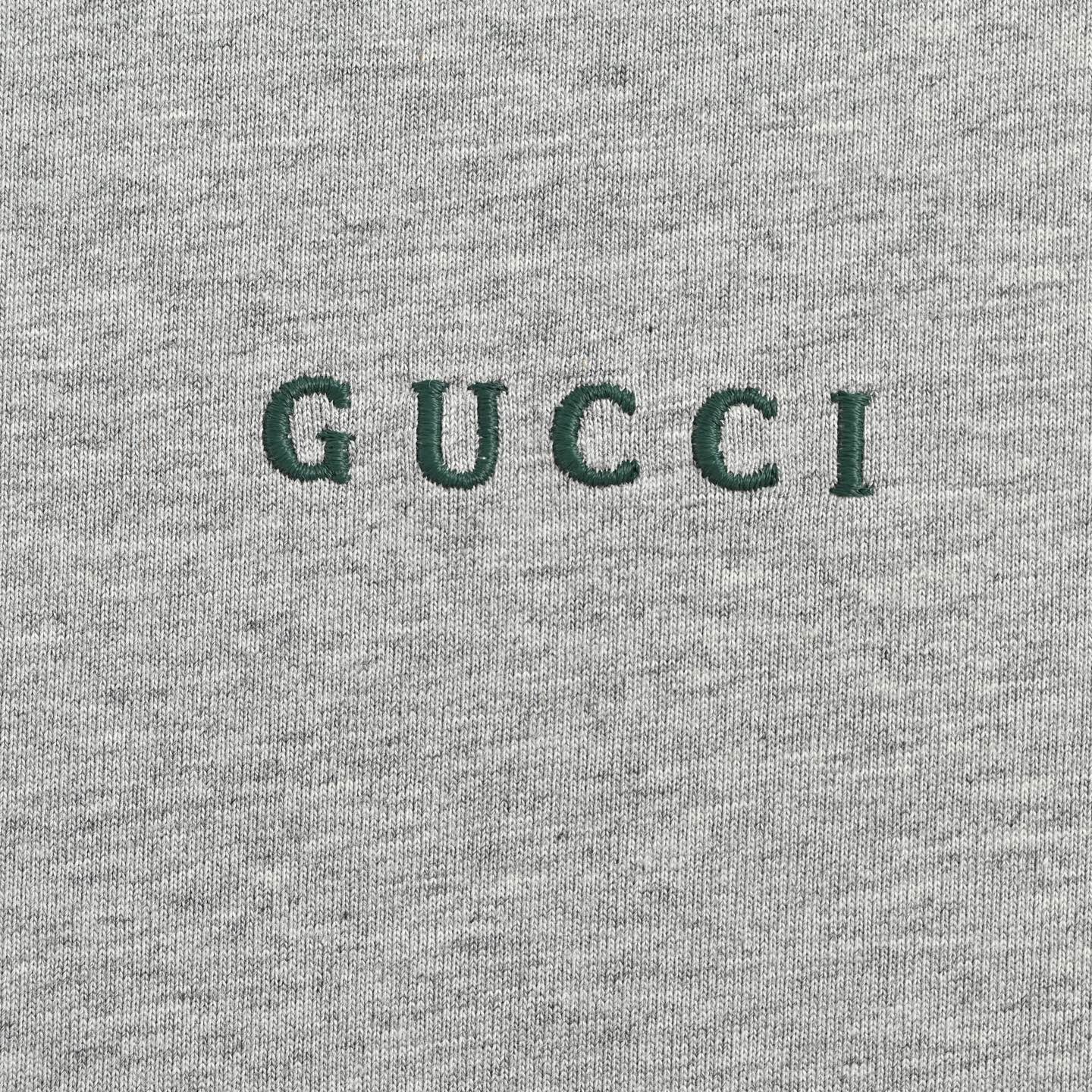 Gucci/古驰 红绿撞色螺纹字母刺绣短袖 白色 黑色 花灰