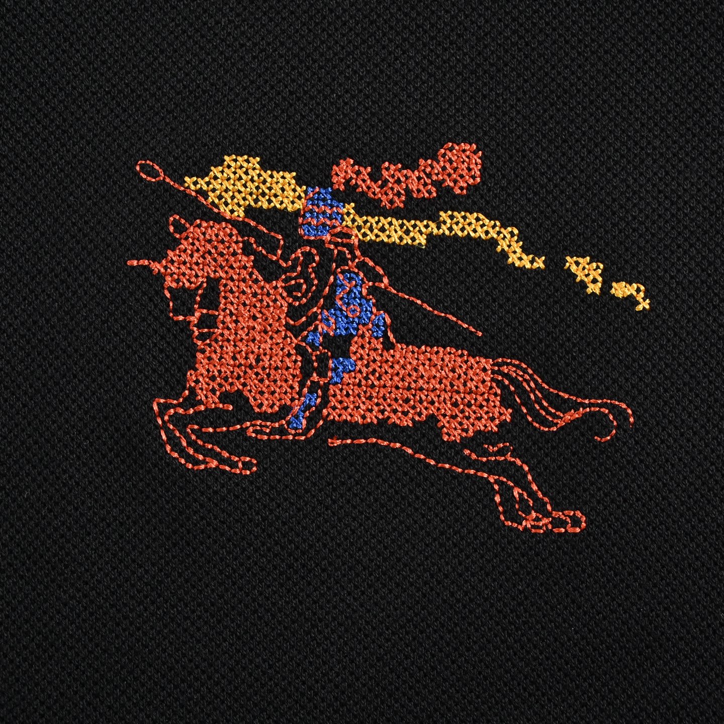 Burberry/巴宝莉 刺绣炫彩骑士战马Polo短袖 黑色 宝蓝 Burberry/巴宝莉 刺绣炫彩骑士战马Polo短袖 黑色 宝蓝
