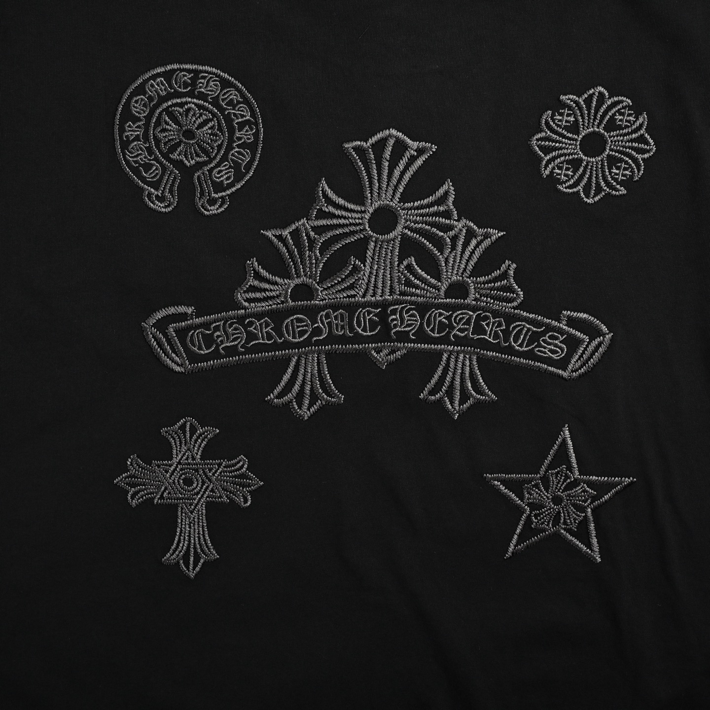Chrome Hearts/克罗心 26ss 重工中空刺绣短袖 黑色 白色