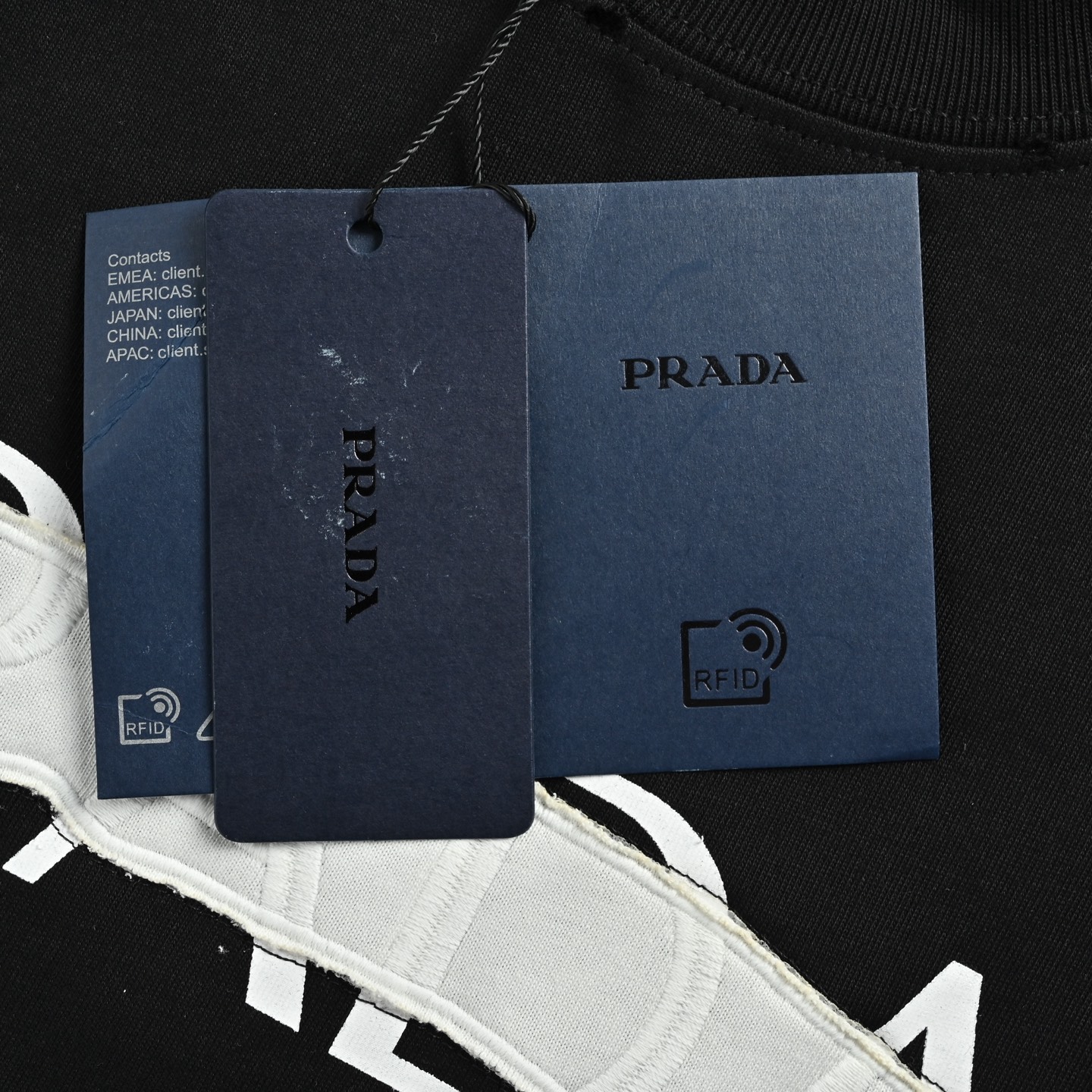 Prada/普拉达 贴布刺绣字母短袖 白色 黑色