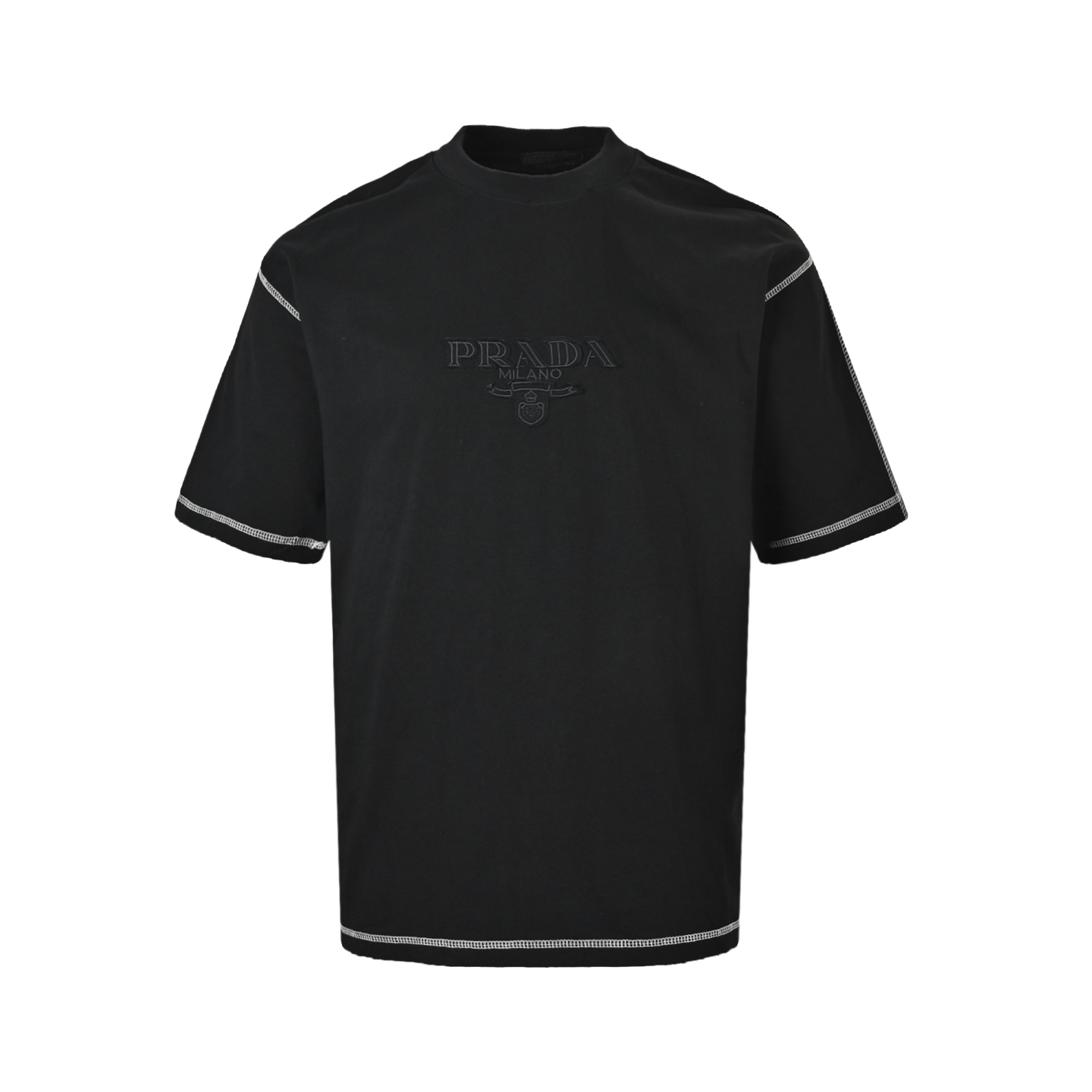 Prada/普拉达 26ss 贴布绣字母明线短袖 白色 黑色 Prada/普拉达 26ss 贴布绣字母明线短袖 白色 黑色