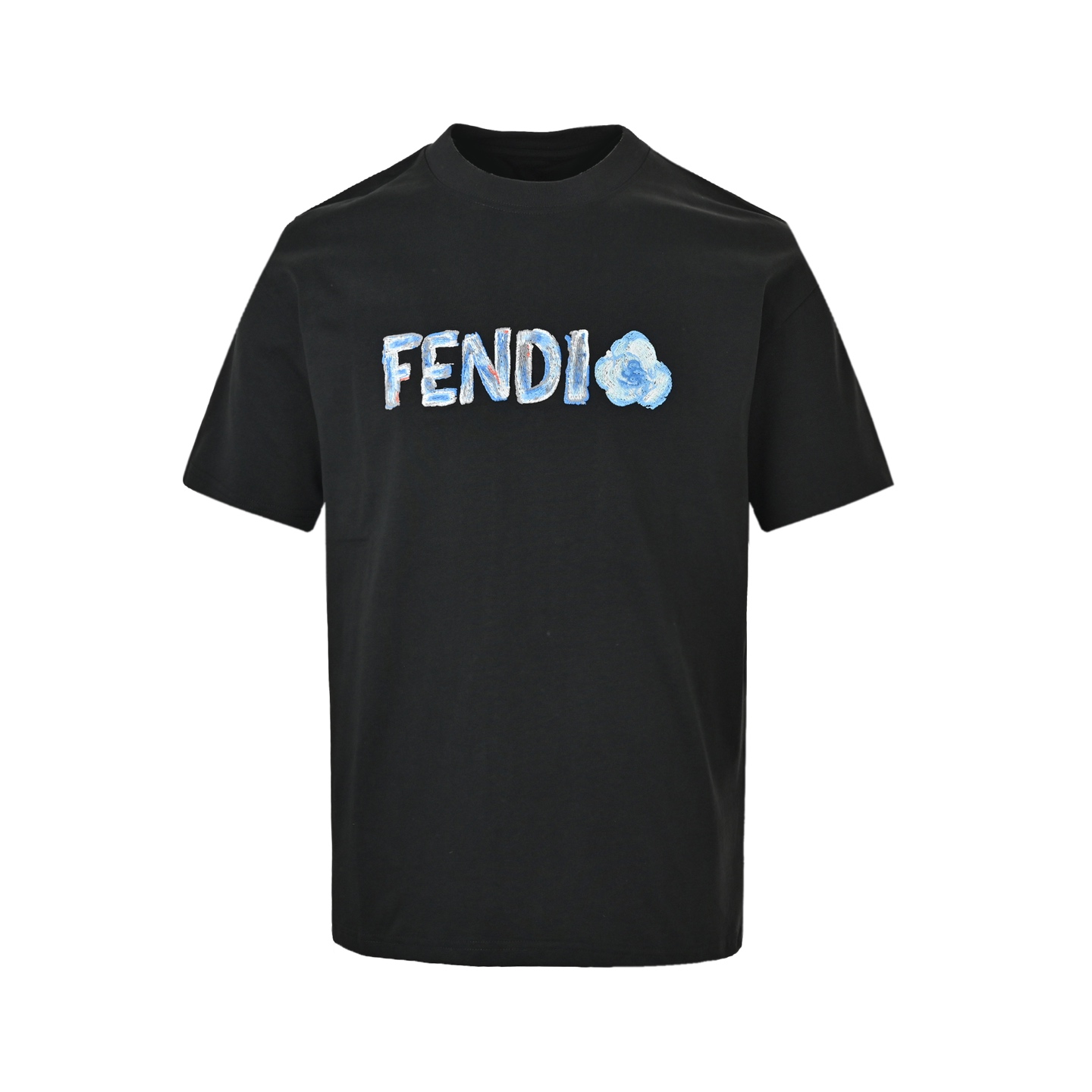 Fendi/芬迪 26ss 蓝字母刺绣短袖 轻奢主义 黑色/白色 Fendi/芬迪 26ss 蓝字母刺绣短袖 轻奢主义 黑色/白色