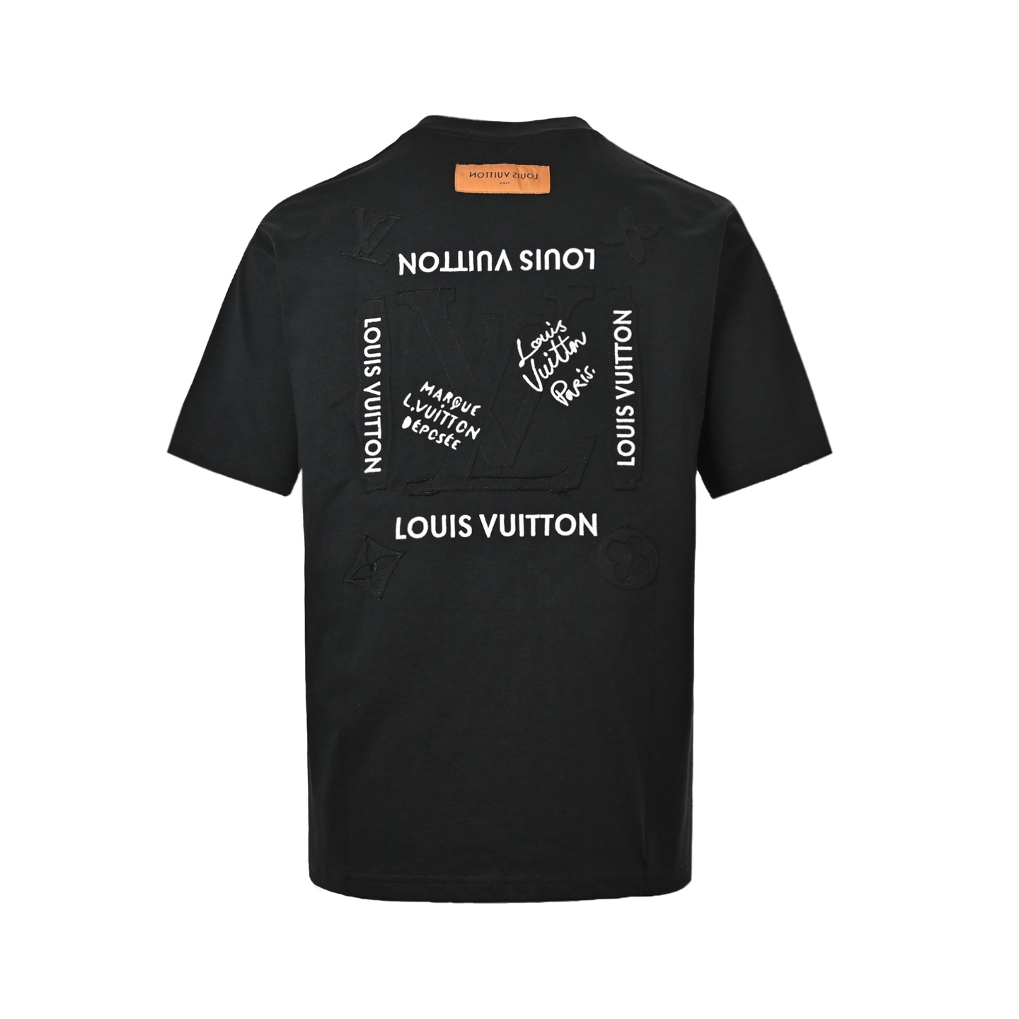 Louis Vuitton/路易威登 贴布字母logo刺绣短袖 黑色/白色-Chinese UA Cheap High Quatity Brand Clothes Bags handbags Sneakers wholesale wholesaler seller from China Factory suppliers Fashion Clothing Shoes best Quality Beautiful Price Louis Vuitton/路易威登 贴布字母logo刺绣短袖 黑色/白色