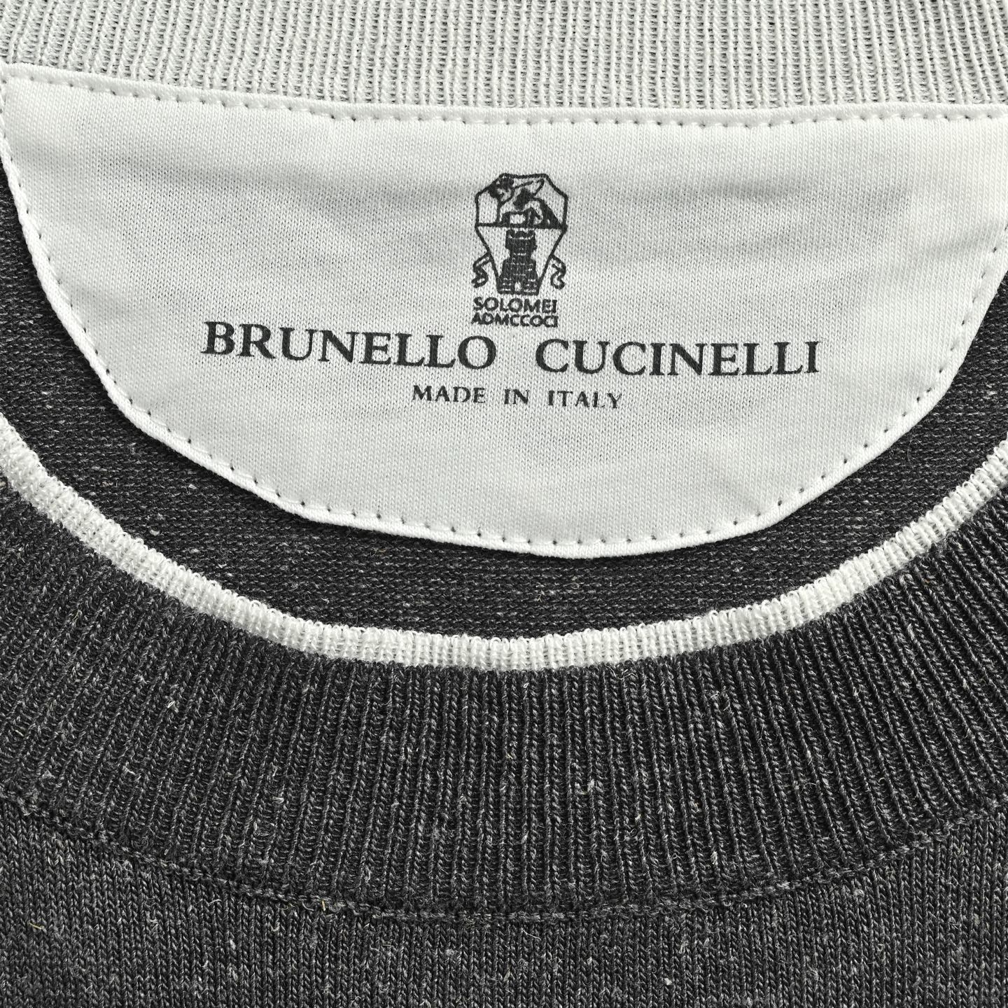 BRUNELLO CUCINELLI/BC 叠层假两件针织短袖天蓝色 麻灰色 驼色