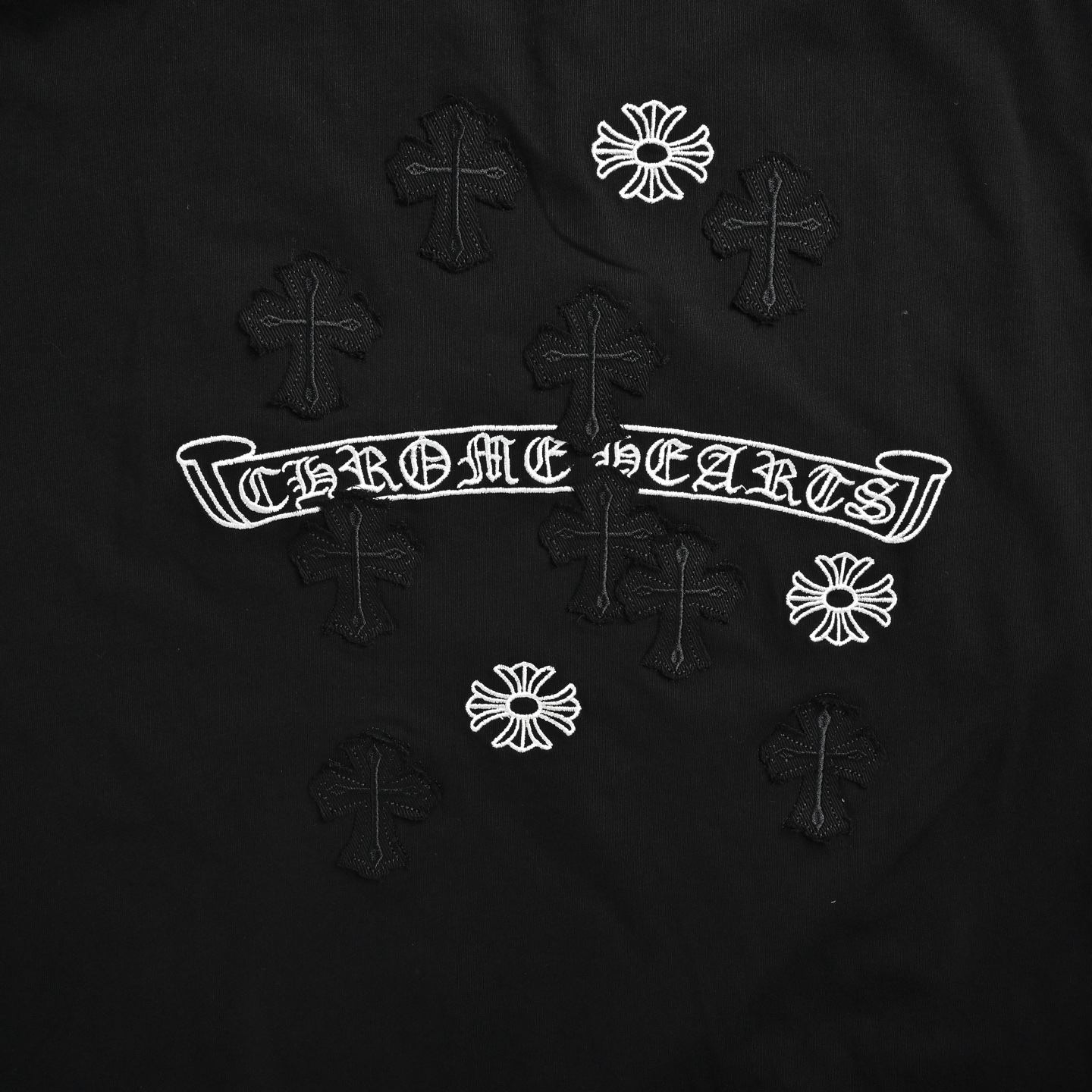 Chrome Hearts/克罗心 贴布十字架刺绣短袖 黑色 白色