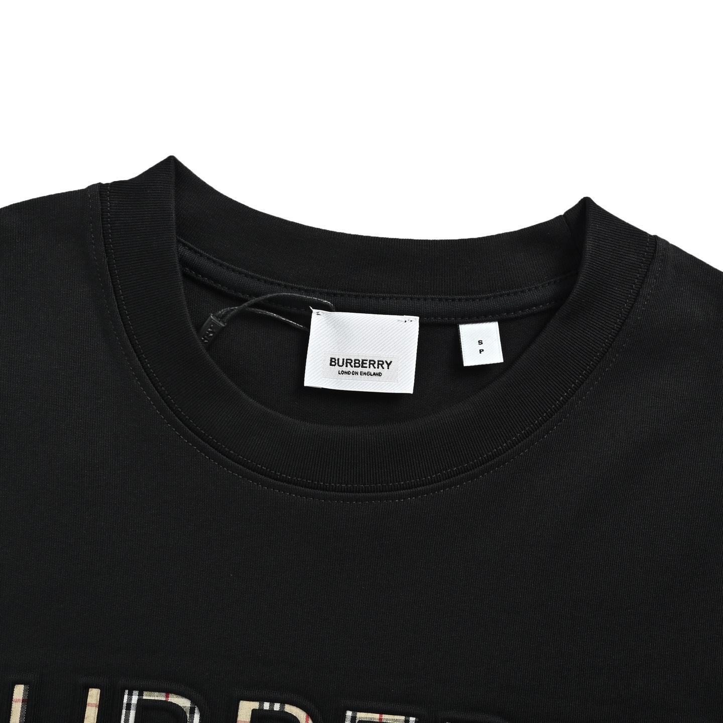 Burberry/巴宝莉 格纹浮雕字母短袖 黑色 白色