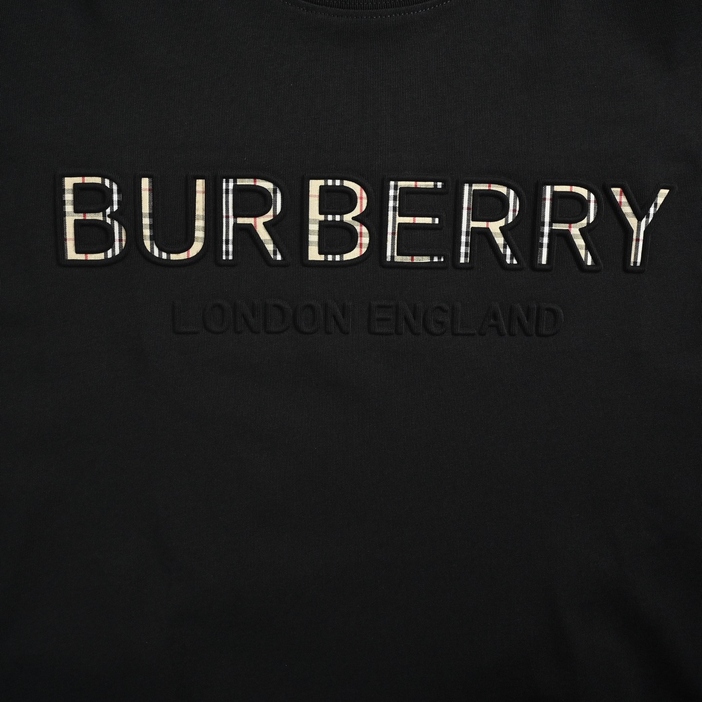 Burberry/巴宝莉 格纹浮雕字母短袖 黑色 白色