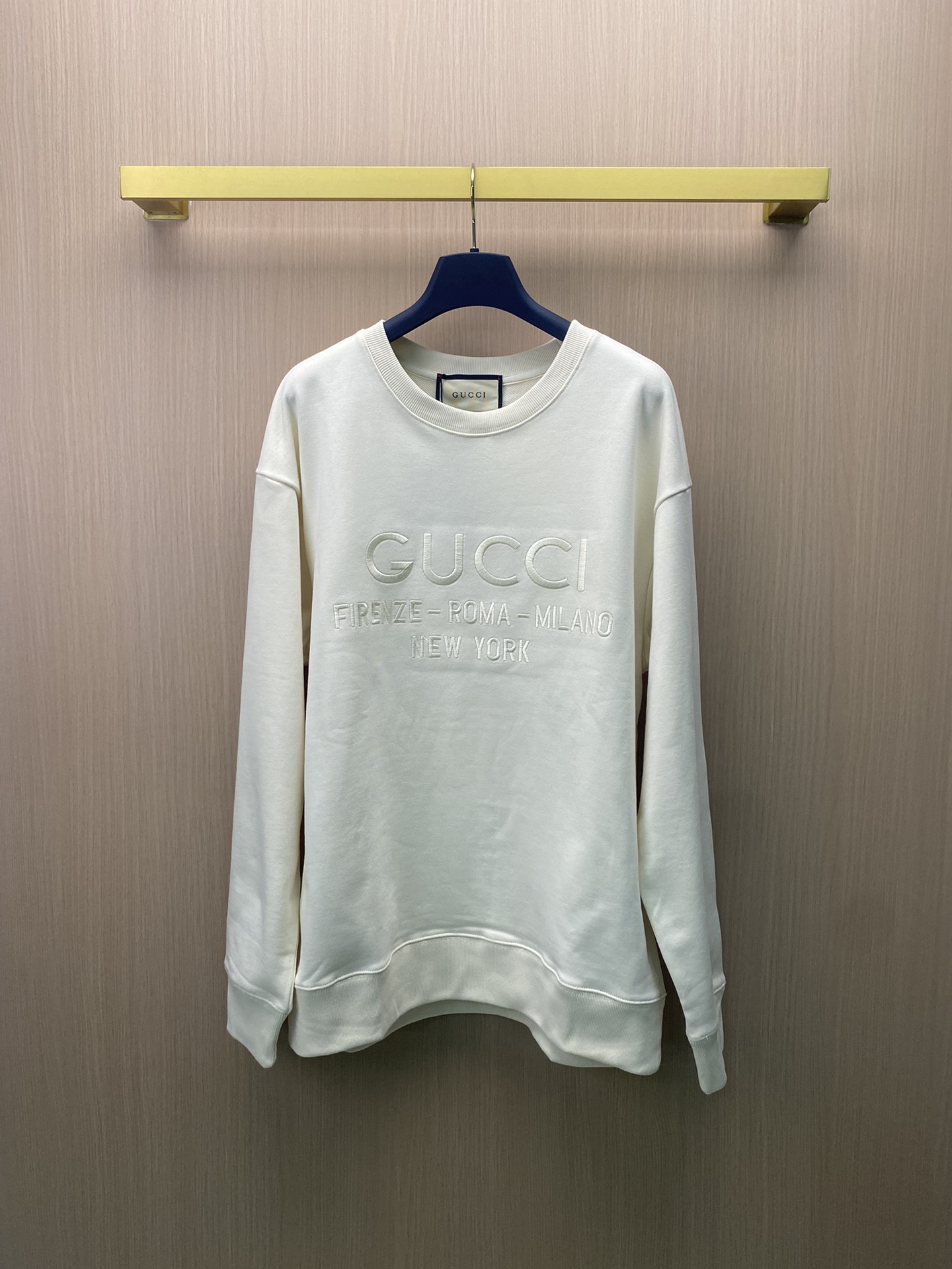 Gucci 2024 nueva sudadera con cuello redondo unisex con letras bordadas y parches, tela original con proceso de impresi…