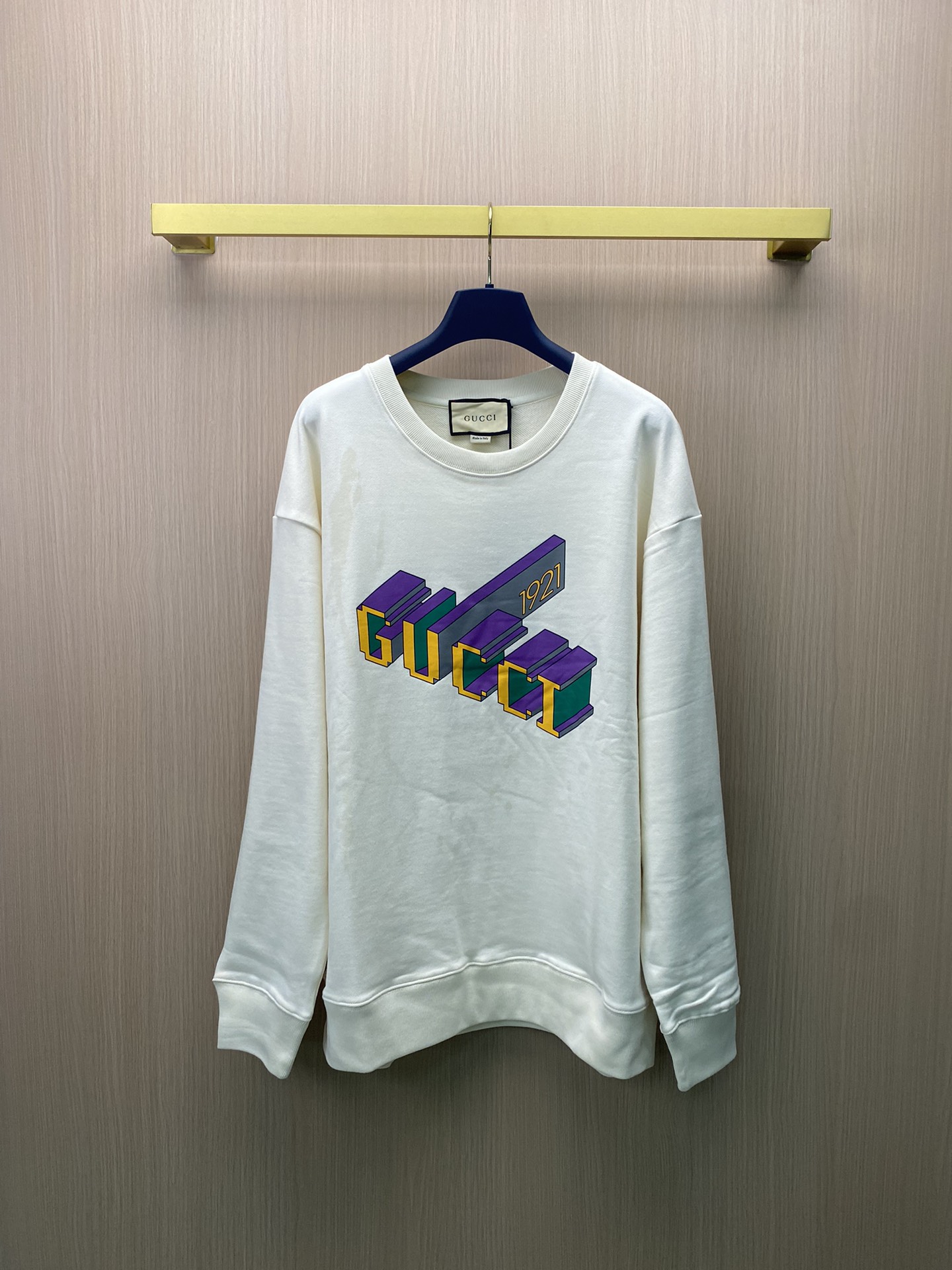Gucci 24ss sudadera con cuello redondo y logo impreso en relieve, proceso de impresión digital directa, tela de rizo gr…