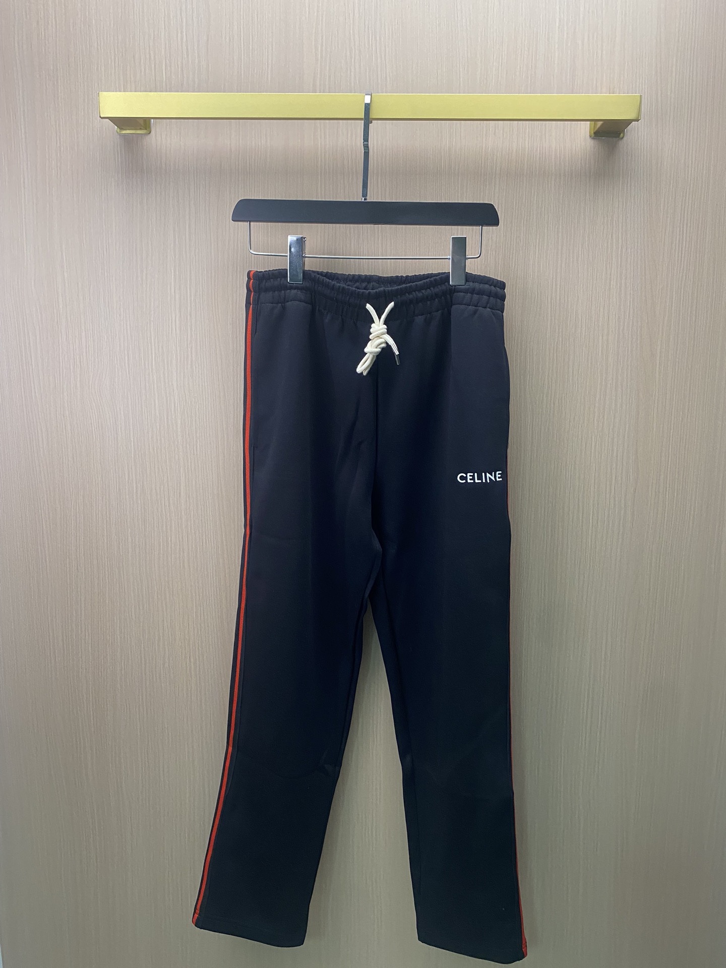 Pantalones largos unisex de Celine 2024 nuevos con bordado de letras y cinta, tejido personalizado, mismo modelo que us…