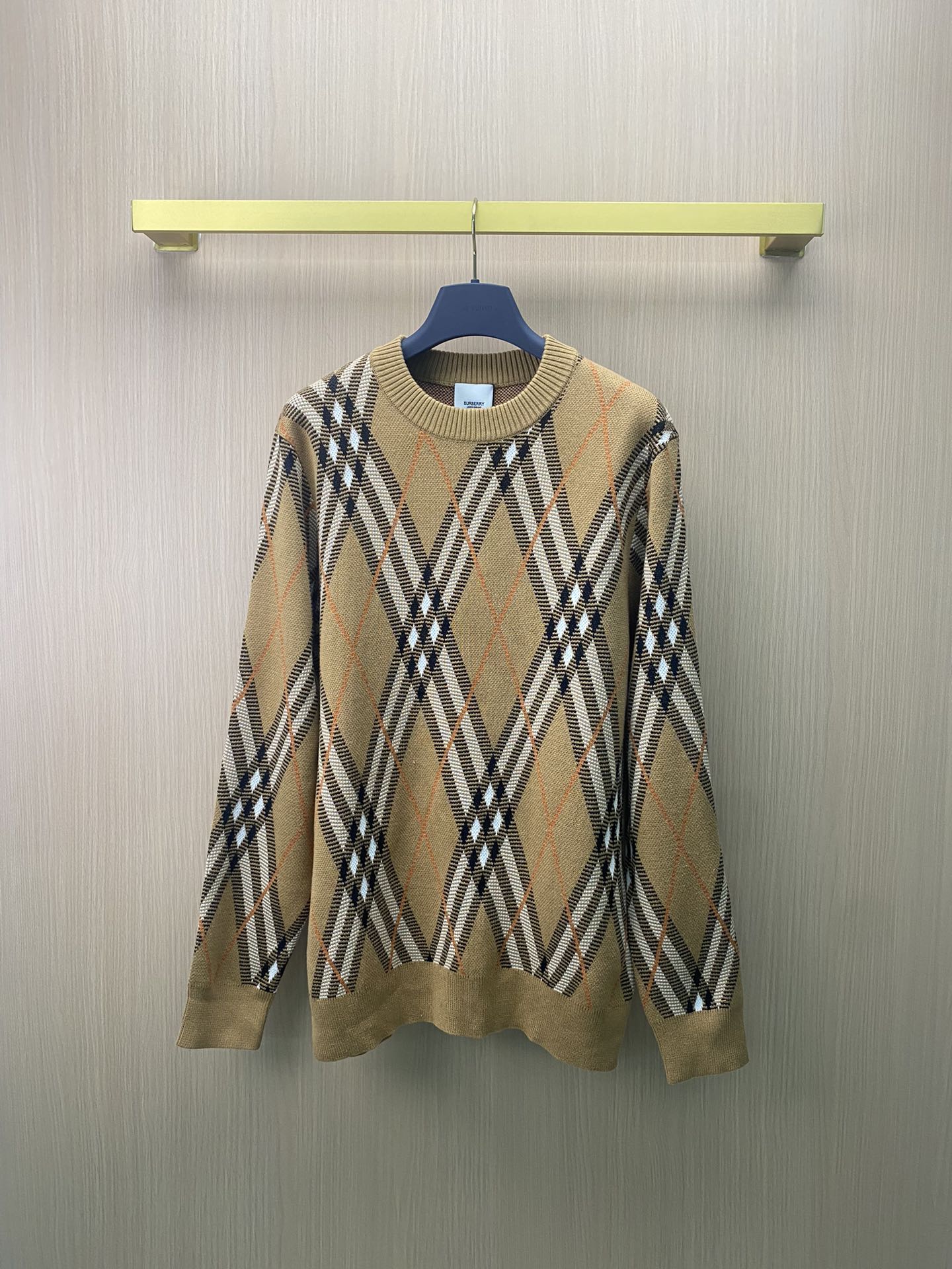 Suéter de cuello redondo de cuadros clásicos de Burberry 2024 nuevo para parejas, mezcla de lana de alta calidad, suave…