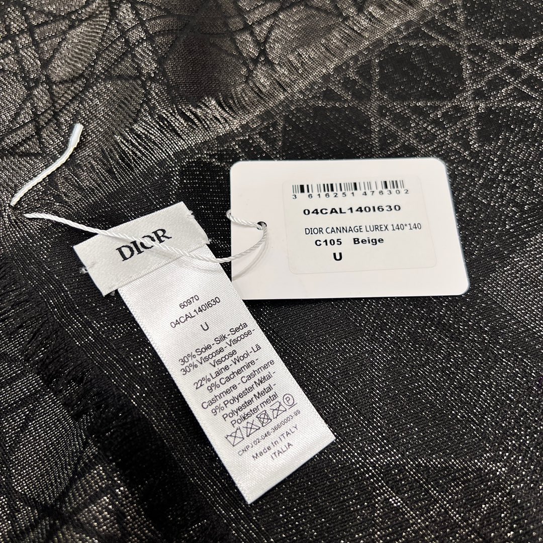 Шарф Christian Dior черный с металлическим узором