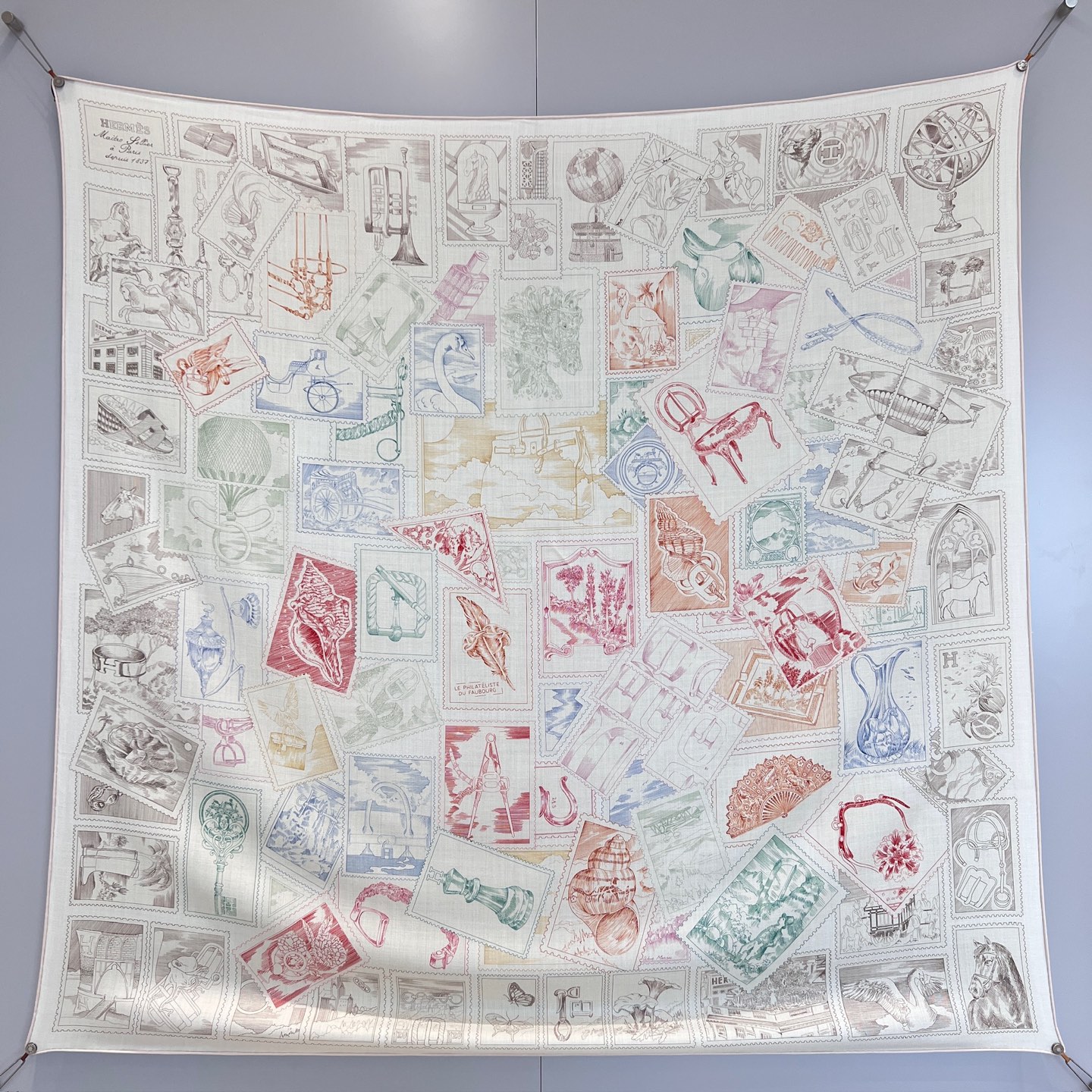 Платок Hermes Le Philatéliste du Faubourg