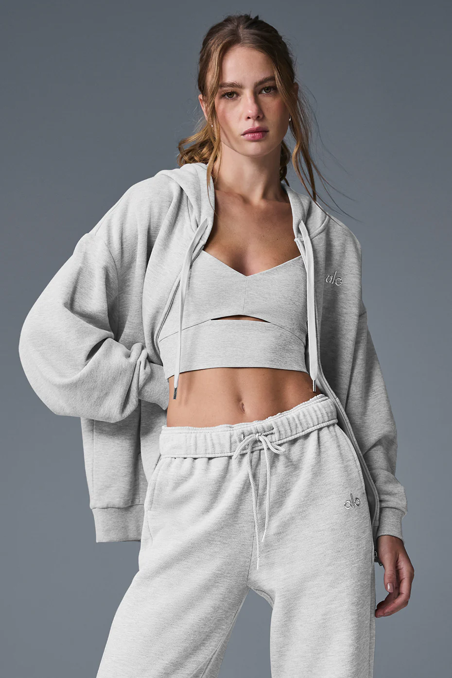 Alo Accolade jacket lounge light heather gray yoga
