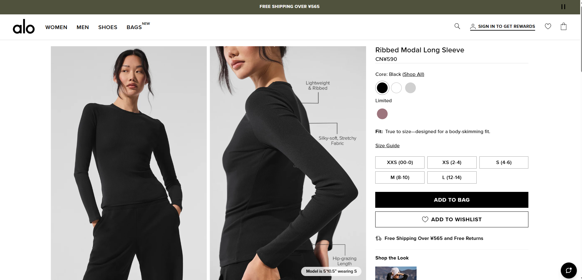 Alo Ribbed Modal Long Sleeve long sleeve everyday black yoga