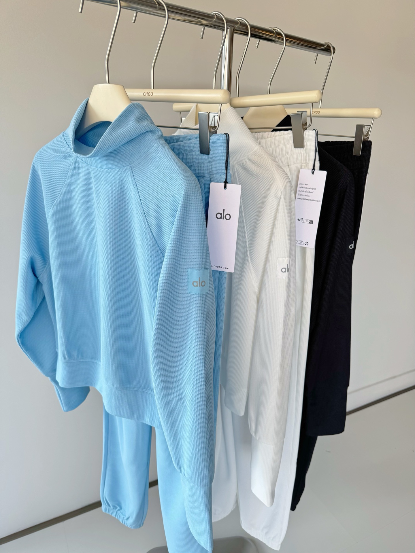 Alo Waffle Weekend Escape Mock Neck Long Sleeve long sleeve lounge light blue yoga