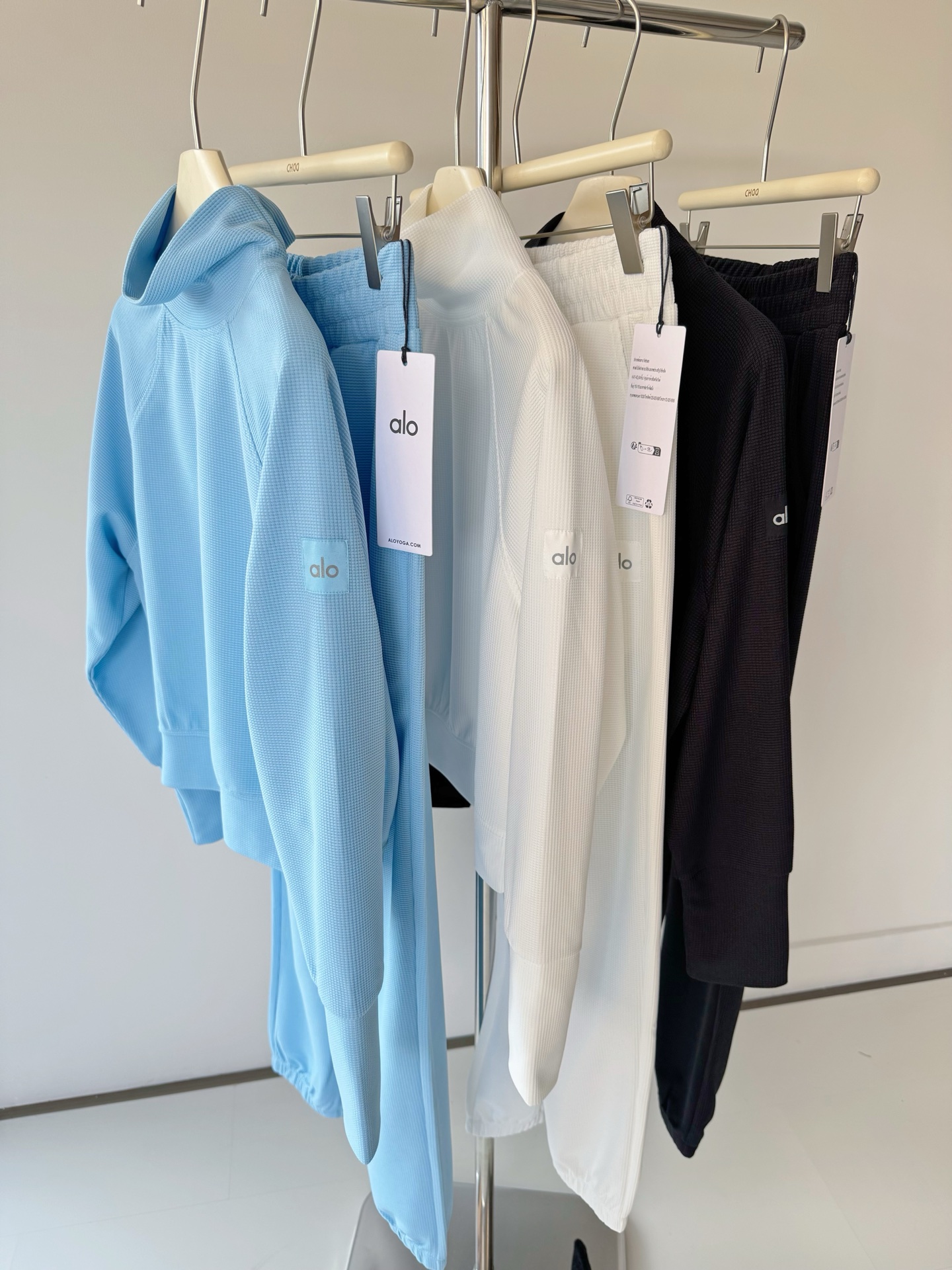 Alo Waffle Weekend Escape Mock Neck Long Sleeve long sleeve lounge light blue yoga