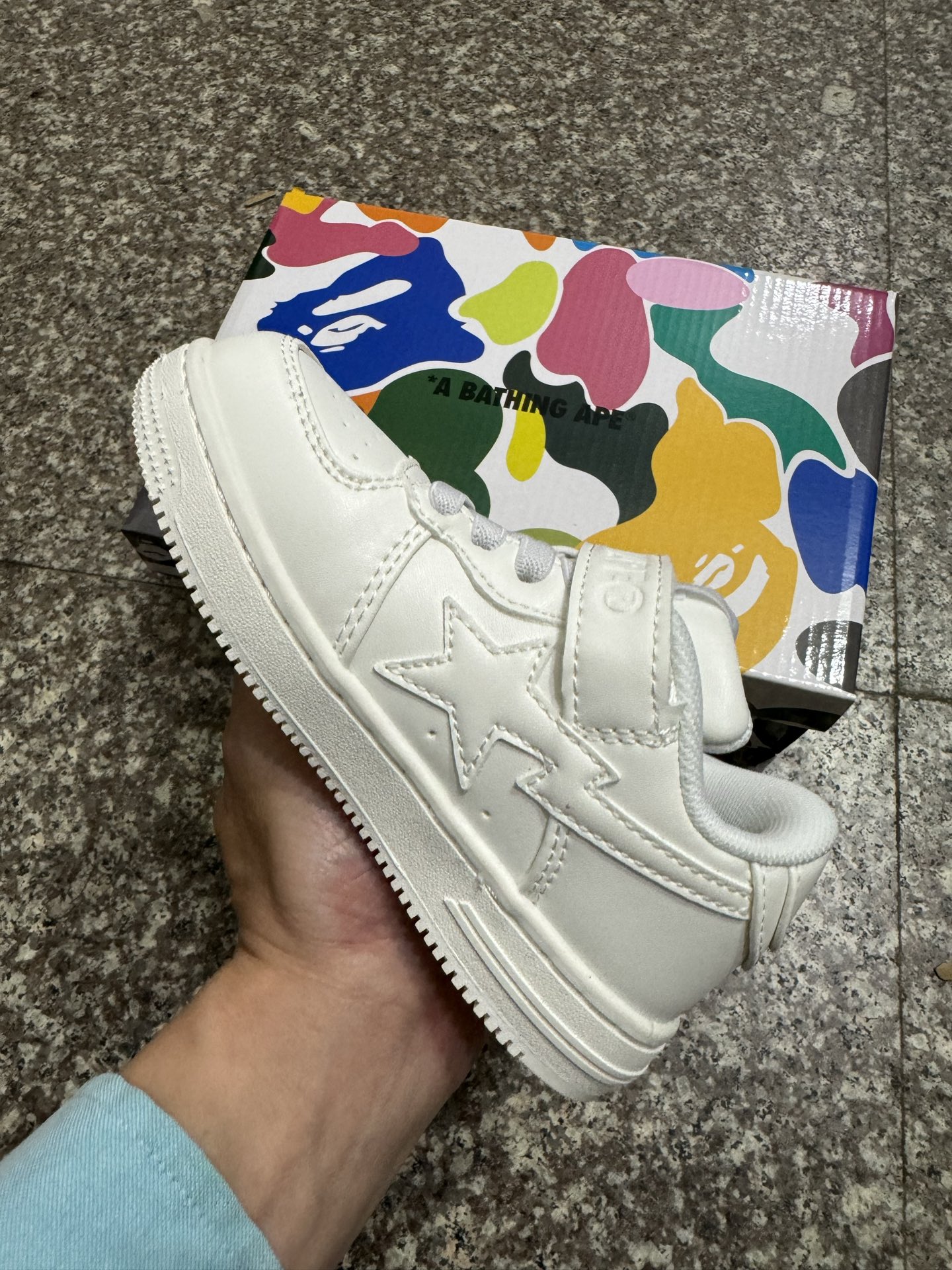 图片[2]-BAPE STA童鞋春夏字母魔术贴撞色星标休闲鞋板鞋-选品中心