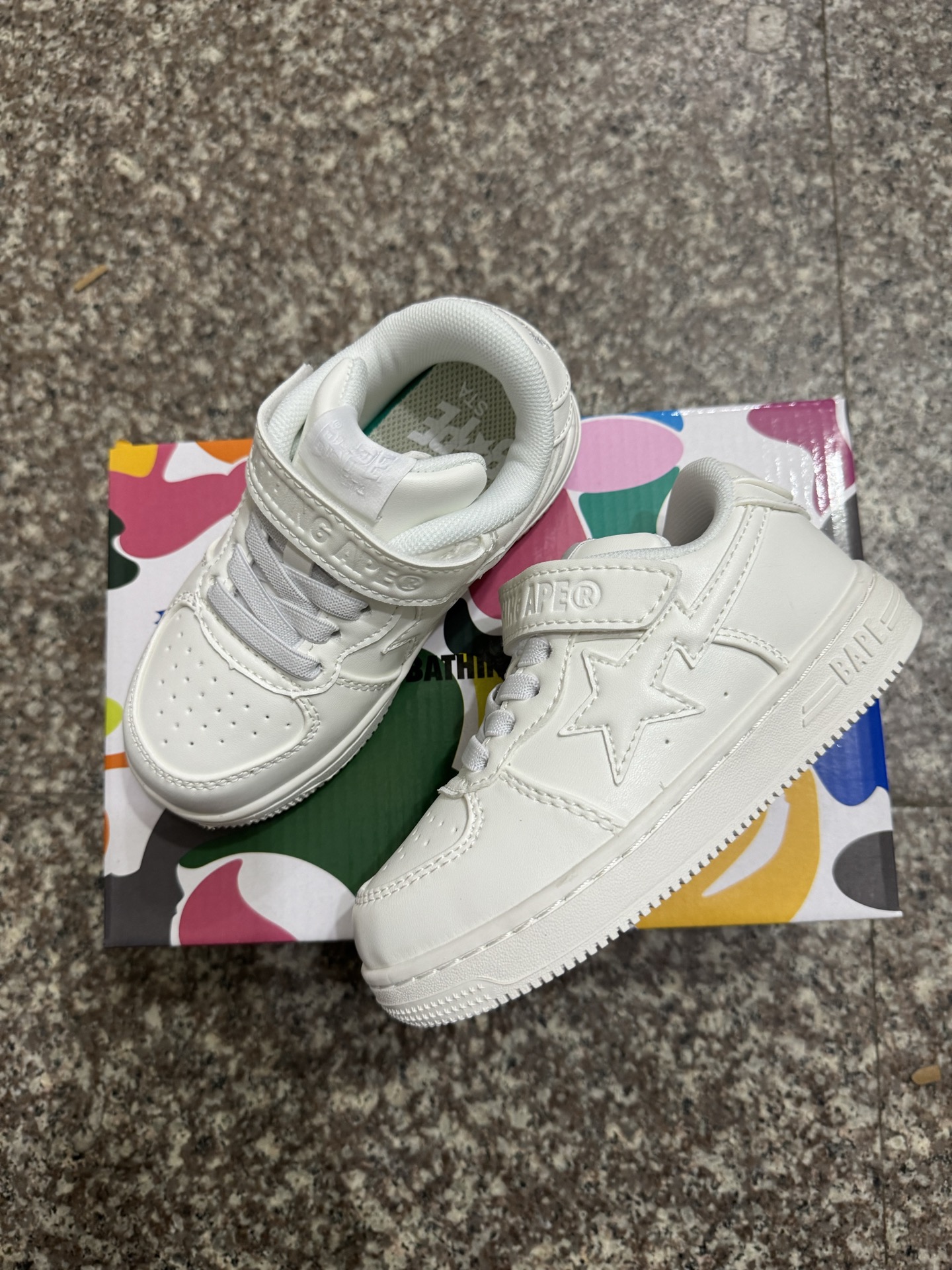 图片[5]-BAPE STA童鞋春夏字母魔术贴撞色星标休闲鞋板鞋-选品中心