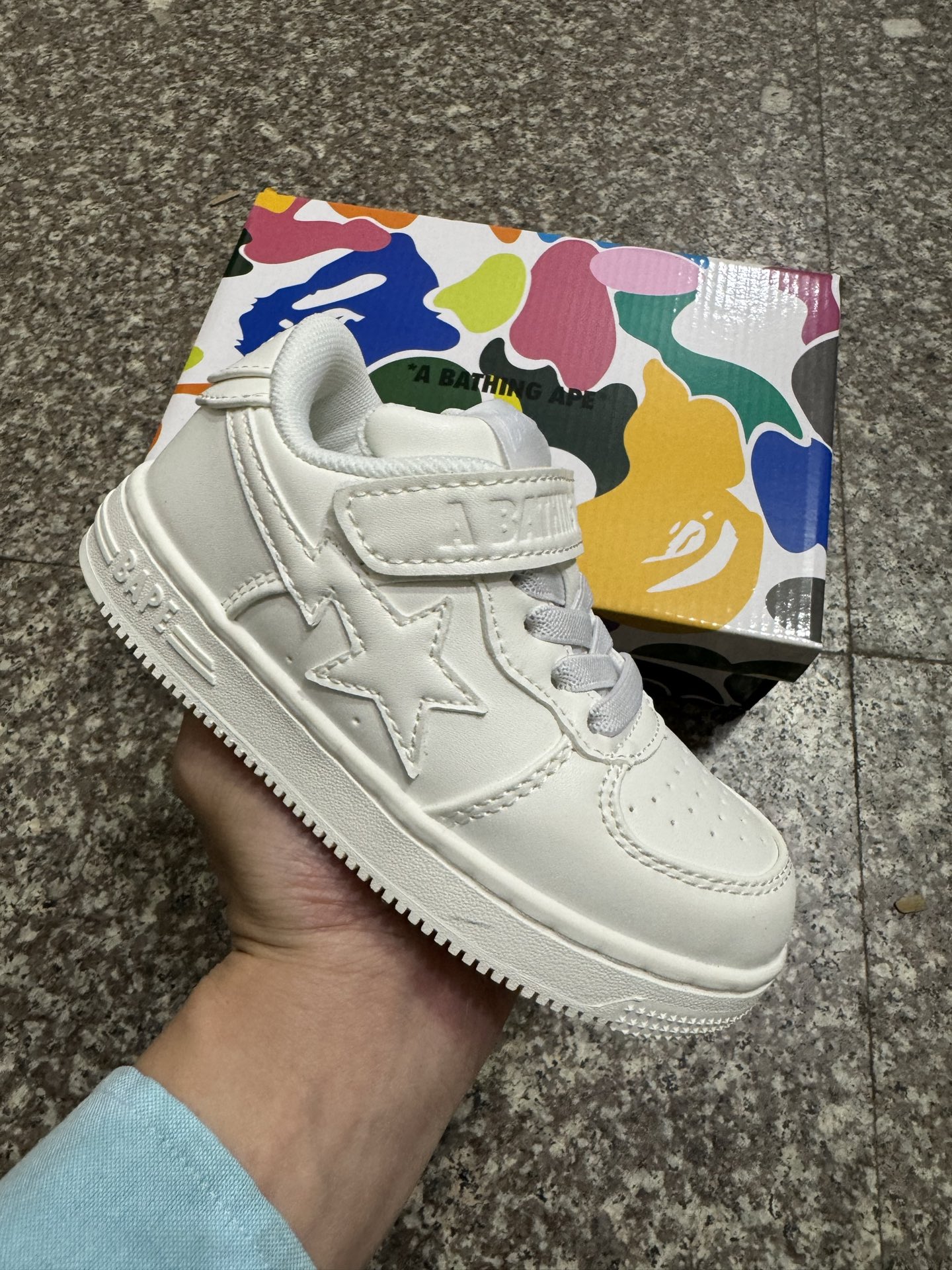 BAPE STA童鞋春夏字母魔术贴撞色星标休闲鞋板鞋-选品中心