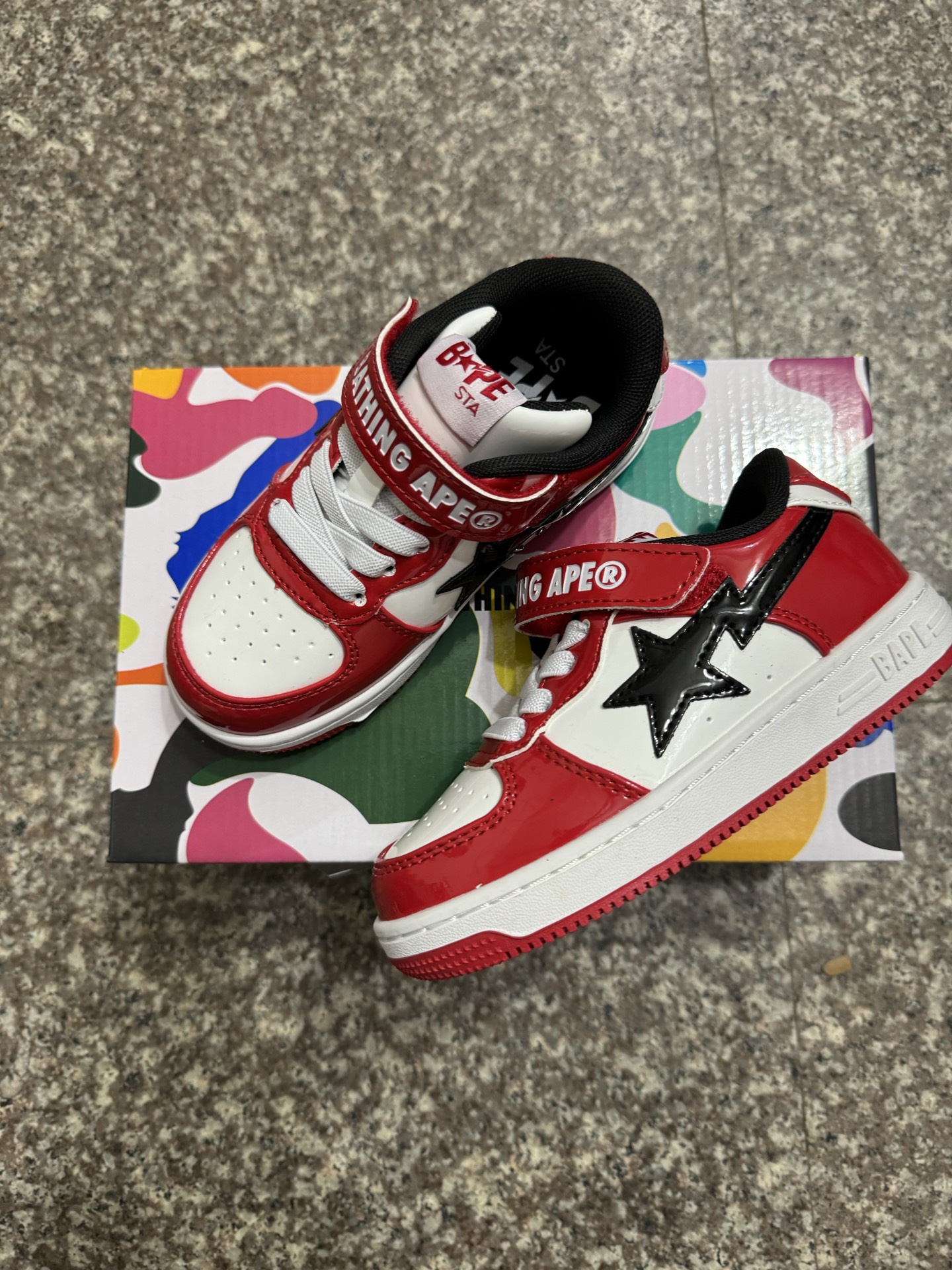 图片[5]-BAPE STA童鞋春夏字母魔术贴撞色星标休闲鞋板鞋尺码22-36-选品中心