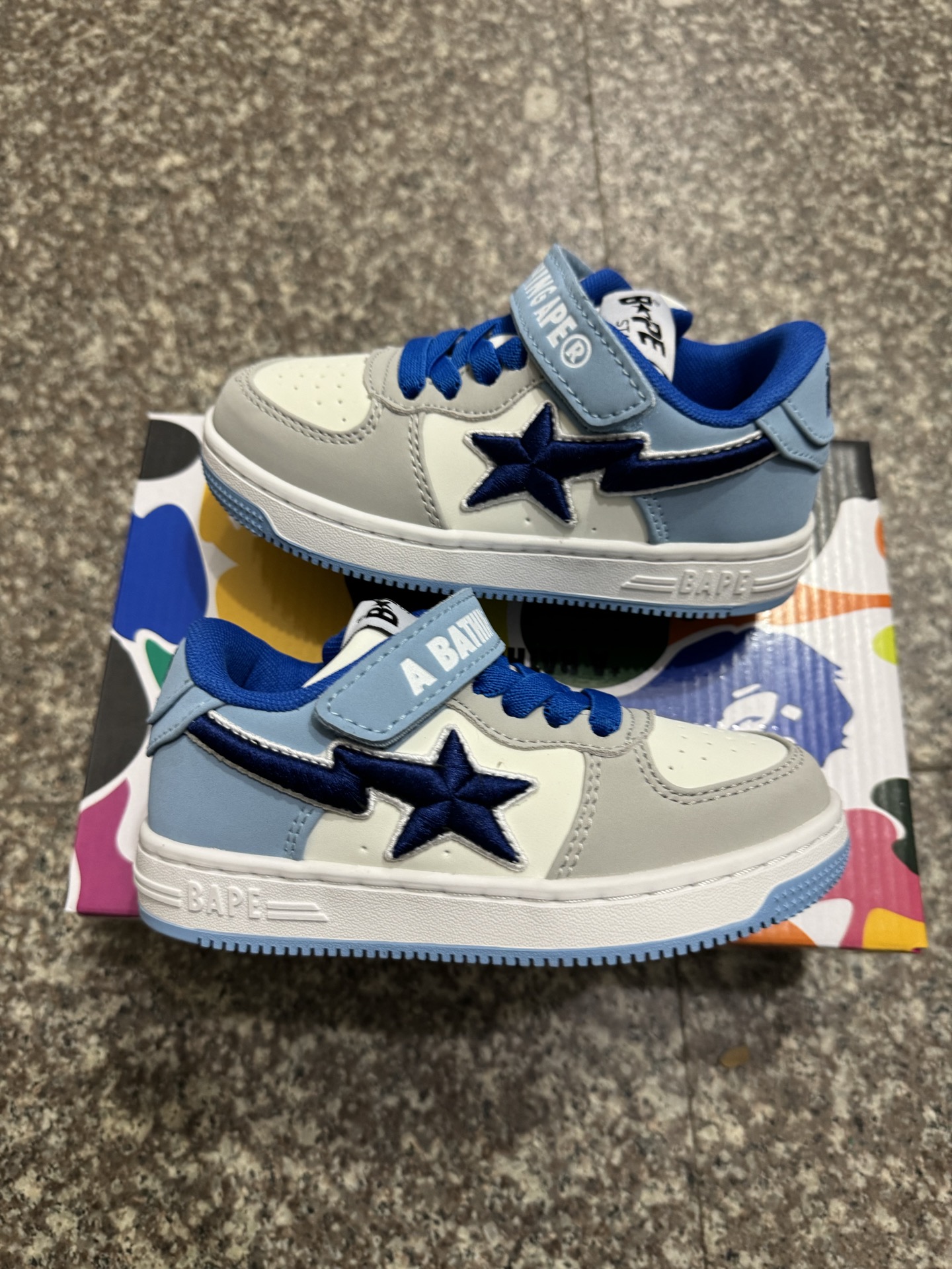图片[8]-BAPE STA童鞋春夏字母魔术贴撞色星标休闲鞋板鞋尺码22-36-选品中心