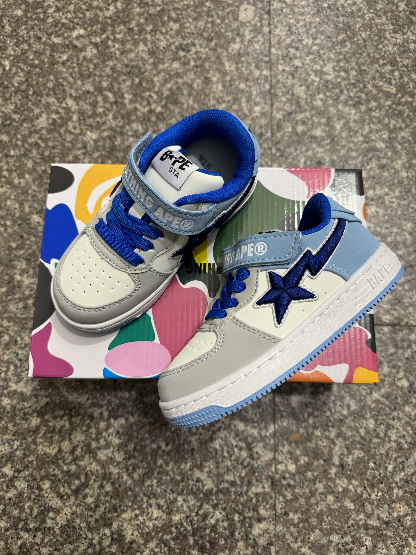 图片[5]-BAPE STA童鞋春夏字母魔术贴撞色星标休闲鞋板鞋尺码22-36-选品中心