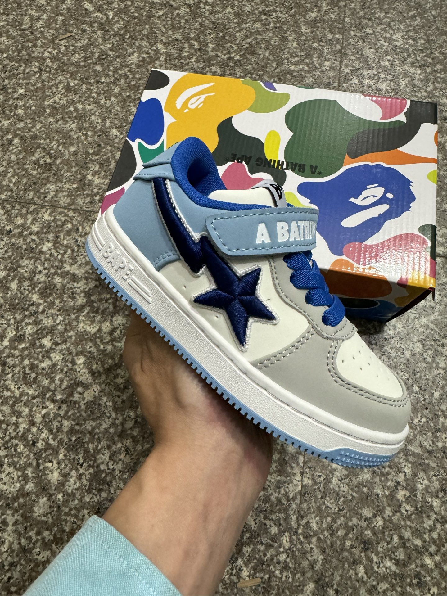 BAPE STA童鞋春夏字母魔术贴撞色星标休闲鞋板鞋尺码22-36-选品中心