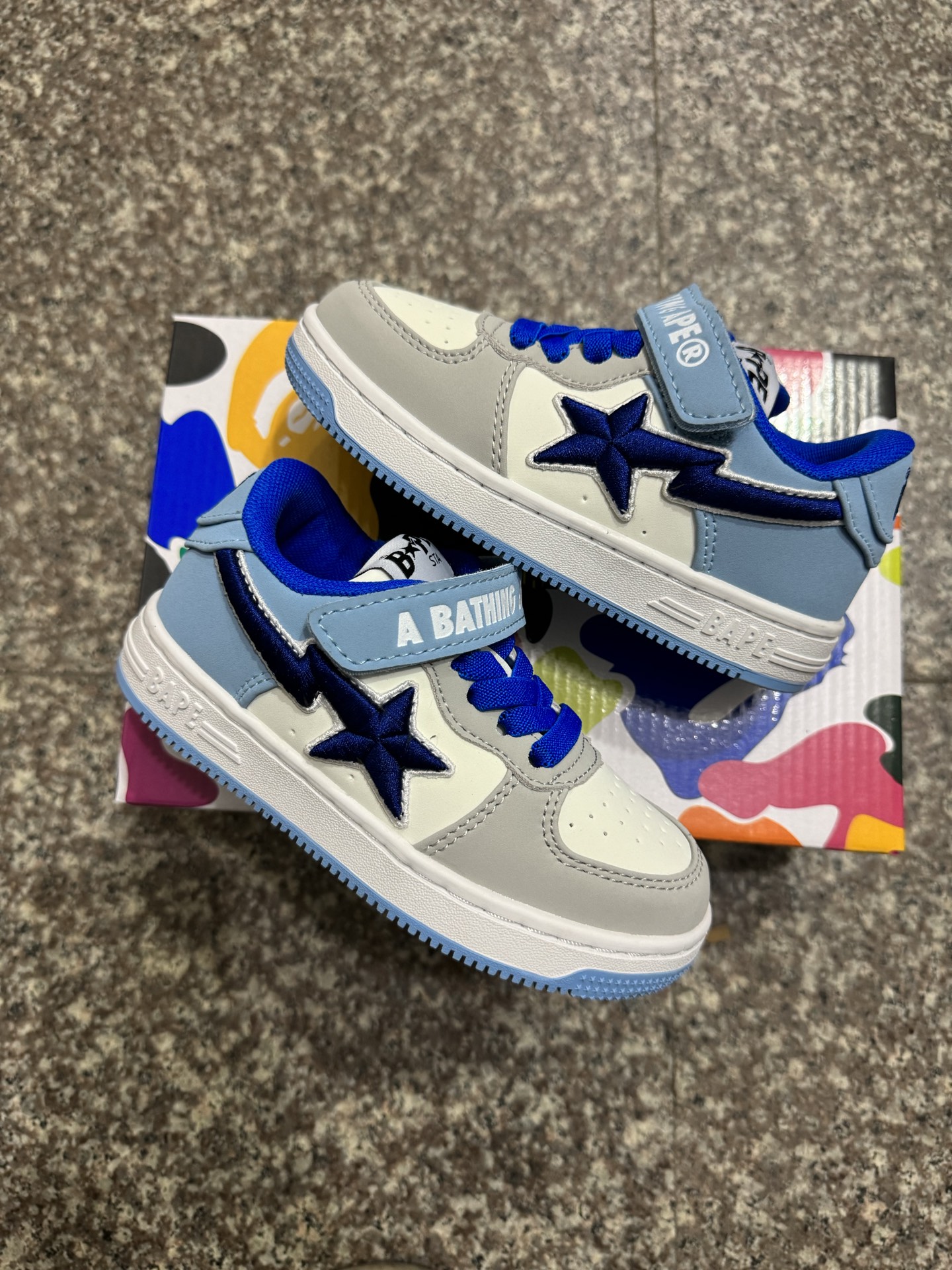 图片[6]-BAPE STA童鞋春夏字母魔术贴撞色星标休闲鞋板鞋尺码22-36-选品中心