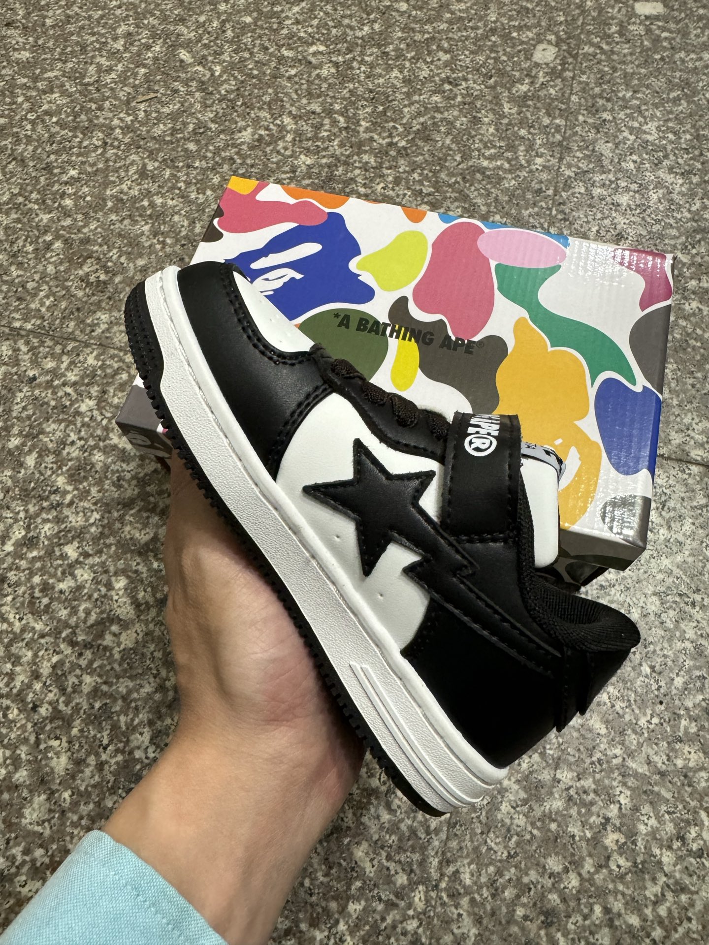 图片[2]-BAPE STA童鞋春夏字母魔术贴撞色星标休闲鞋板鞋尺码22-36-选品中心