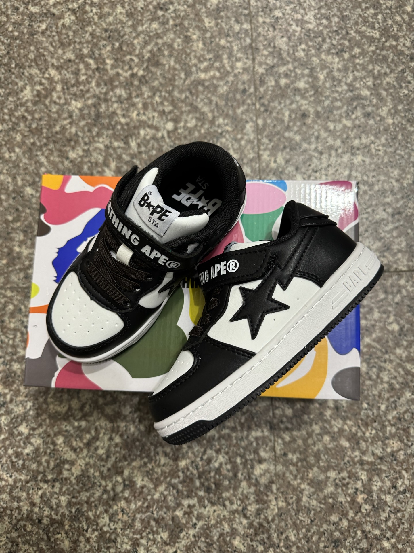 图片[5]-BAPE STA童鞋春夏字母魔术贴撞色星标休闲鞋板鞋尺码22-36-选品中心