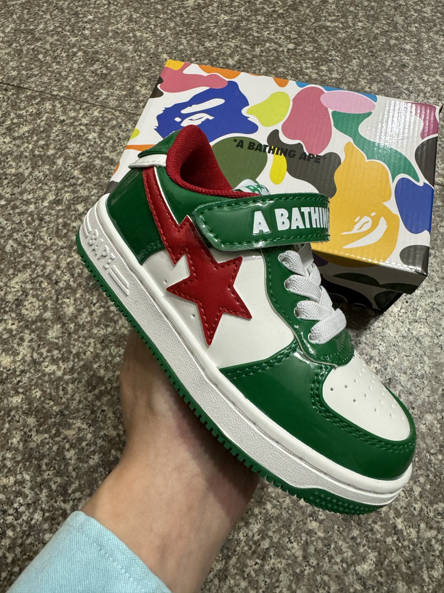 BAPE STA童鞋春夏字母魔术贴撞色星标休闲鞋板鞋尺码22-36-选品中心