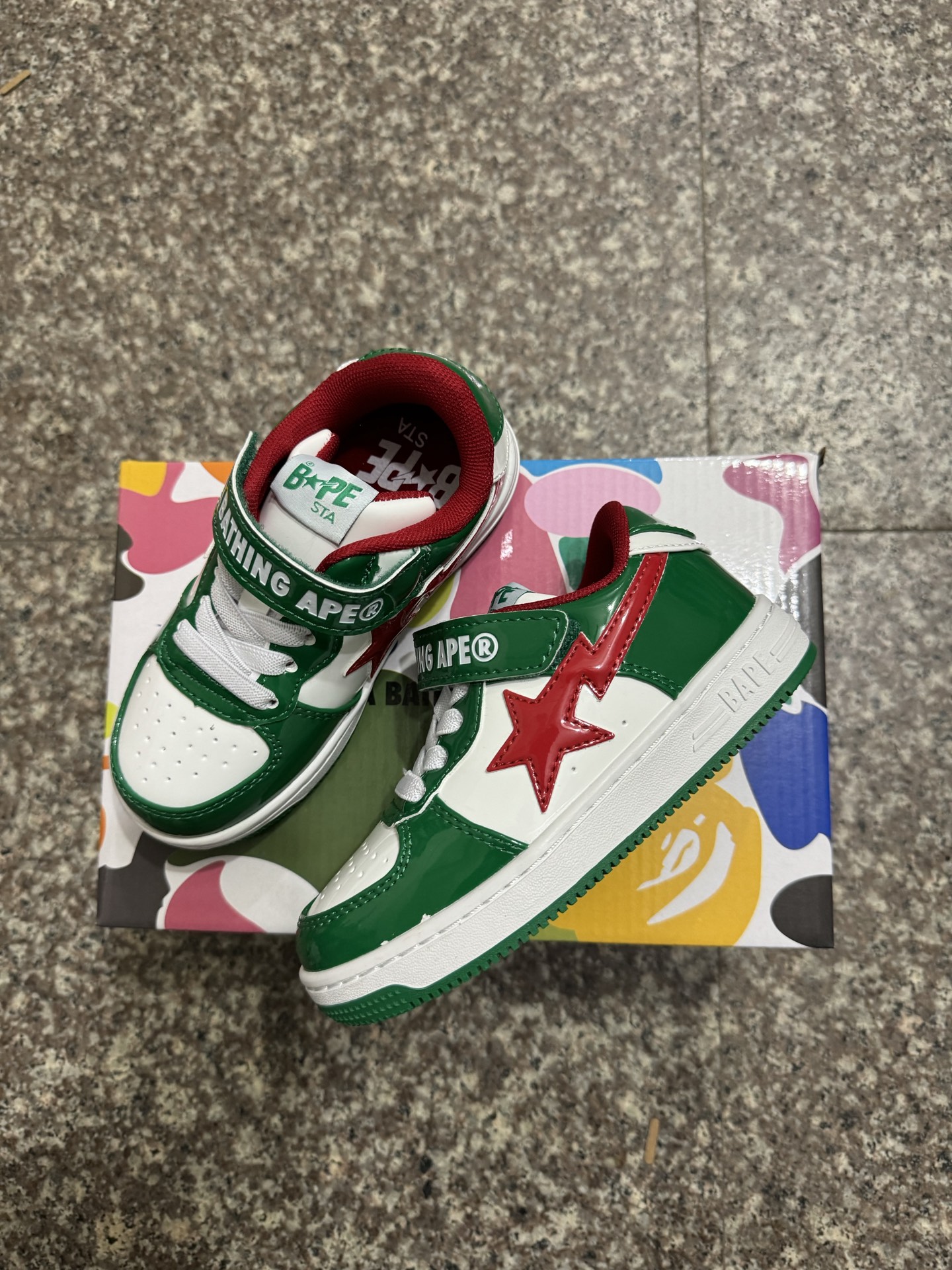 图片[5]-BAPE STA童鞋春夏字母魔术贴撞色星标休闲鞋板鞋尺码22-36-选品中心