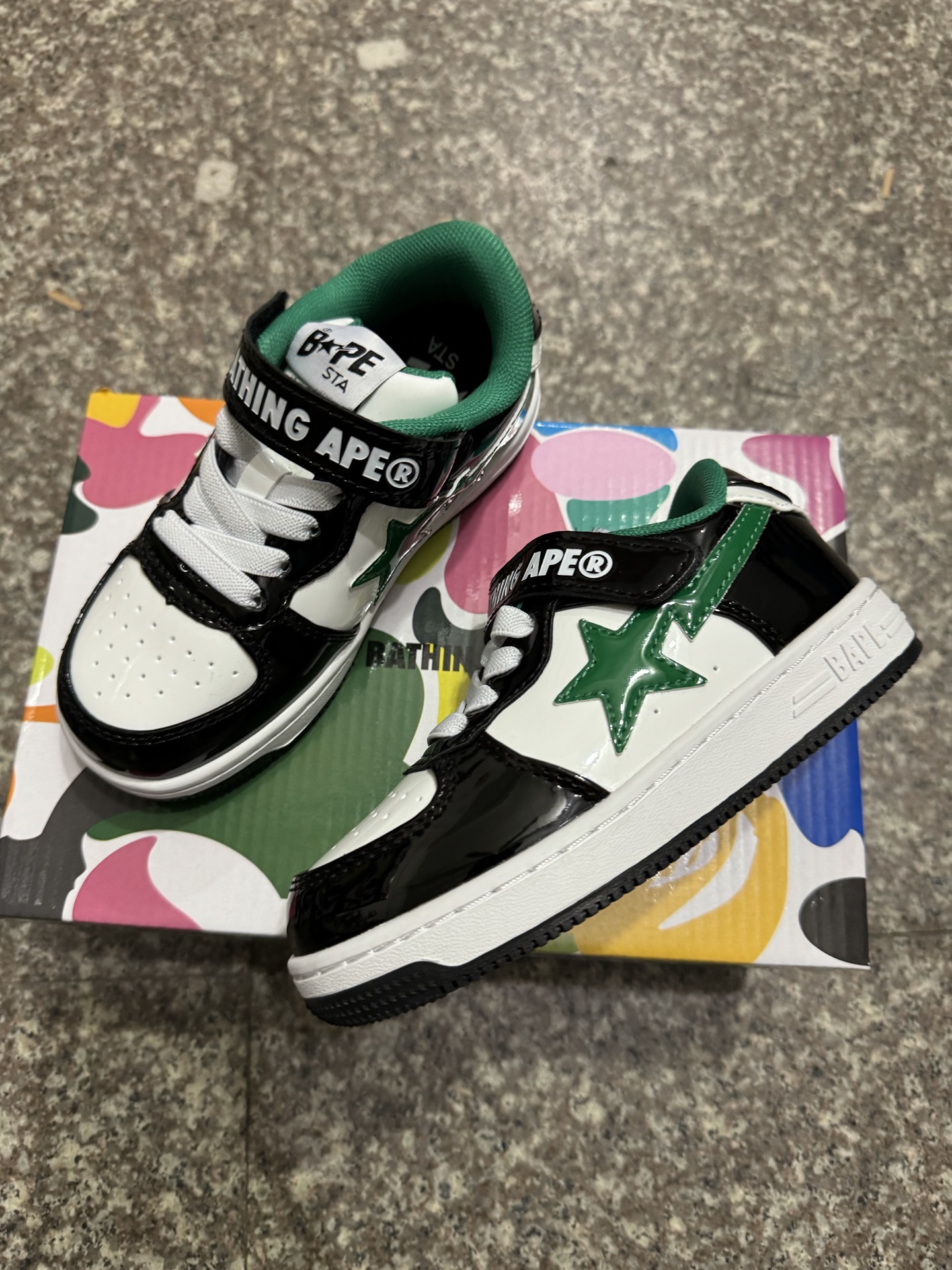 图片[5]-BAPE STA童鞋春夏字母魔术贴撞色星标休闲鞋板鞋尺码22-36-选品中心