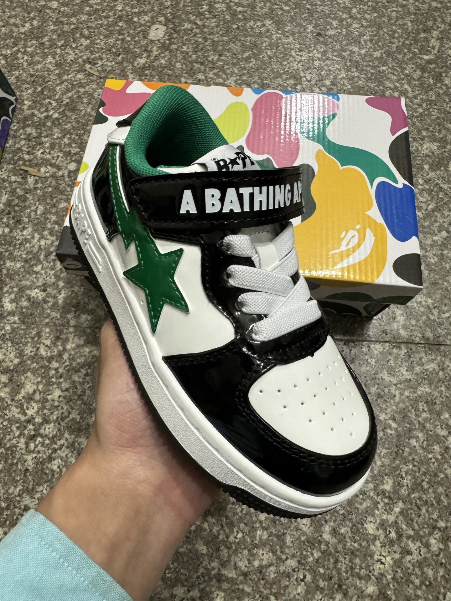 BAPE STA童鞋春夏字母魔术贴撞色星标休闲鞋板鞋尺码22-36-选品中心