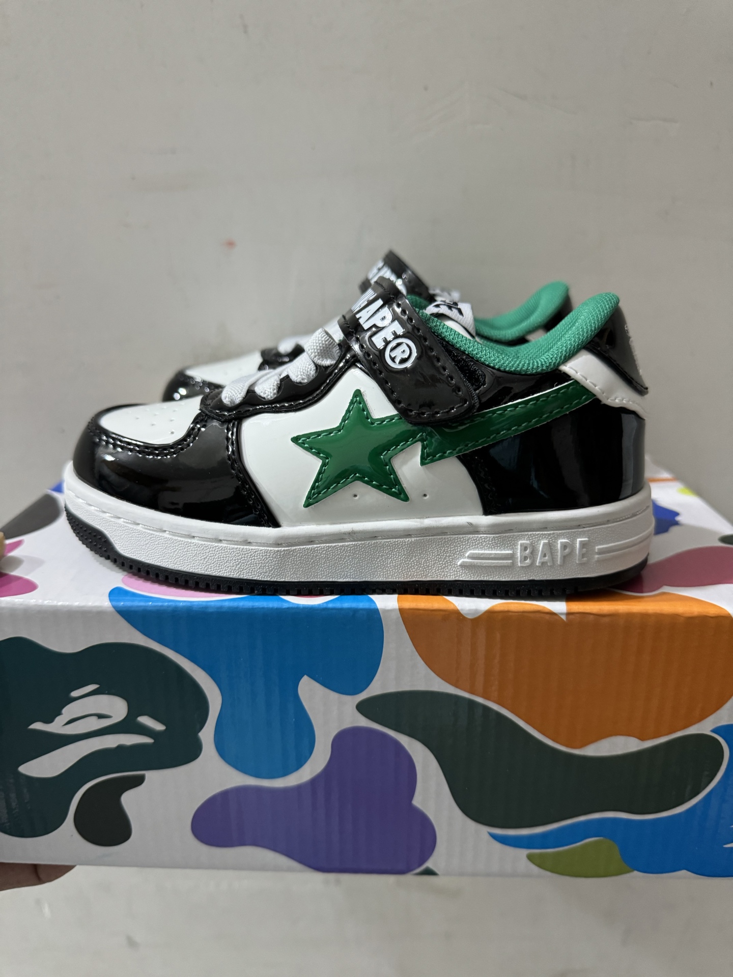 新款 BAPE STA童鞋春夏字母魔术贴撞色星标休闲鞋板鞋尺码22-36-选品中心