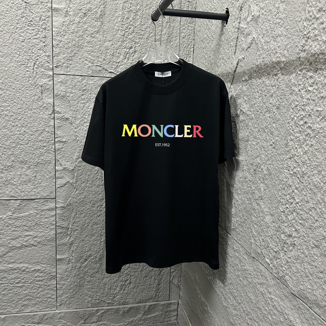 Moncle* 蒙口* 2025 primavera-verano nuevo estilo, clásico patrón de letras de colores impresas, tejido de algodón puro pe…