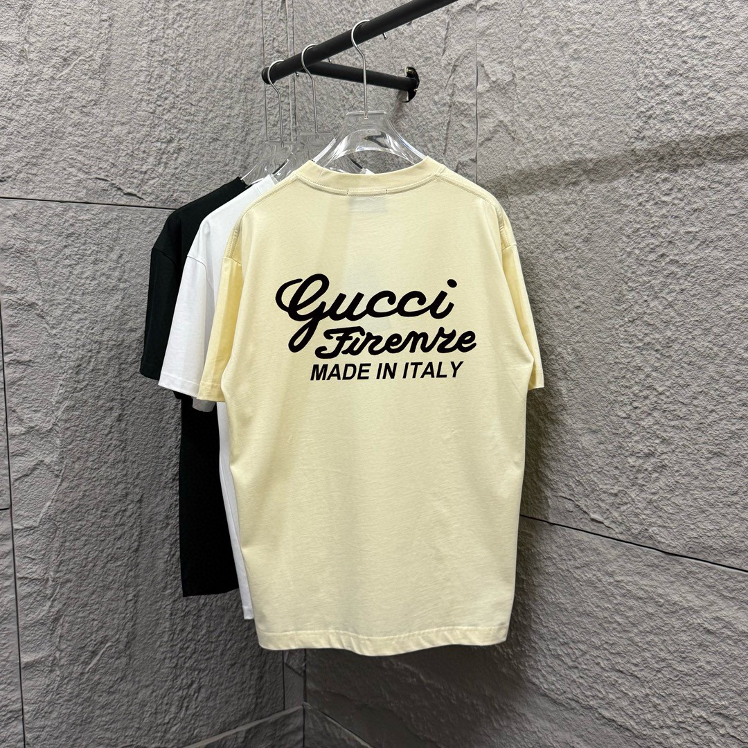 Gu*古驰* 2025 primavera/verano nuevo estilo, diseño clásico de bordado de letras, estampado de letras en la espalda, teji…