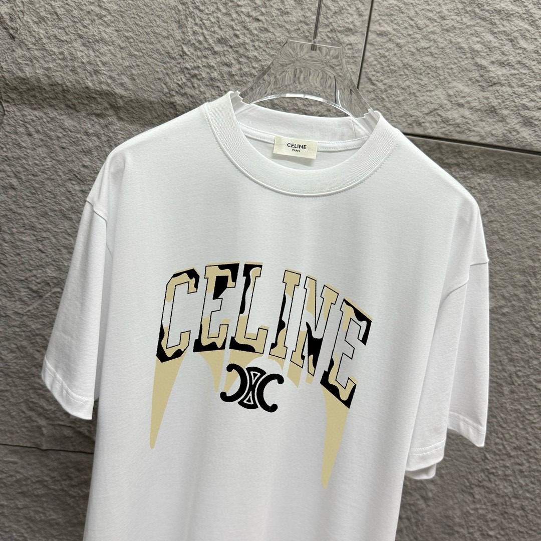 Celi* 塞琳 2025春夏款 简约字母印花个性logo 定制双纱平纹纯棉面料 短袖T恤 男女同款 尺码： S （90-130斤） M （120-150斤） L （140-165斤） XL （160-180斤） XXL （180-210…