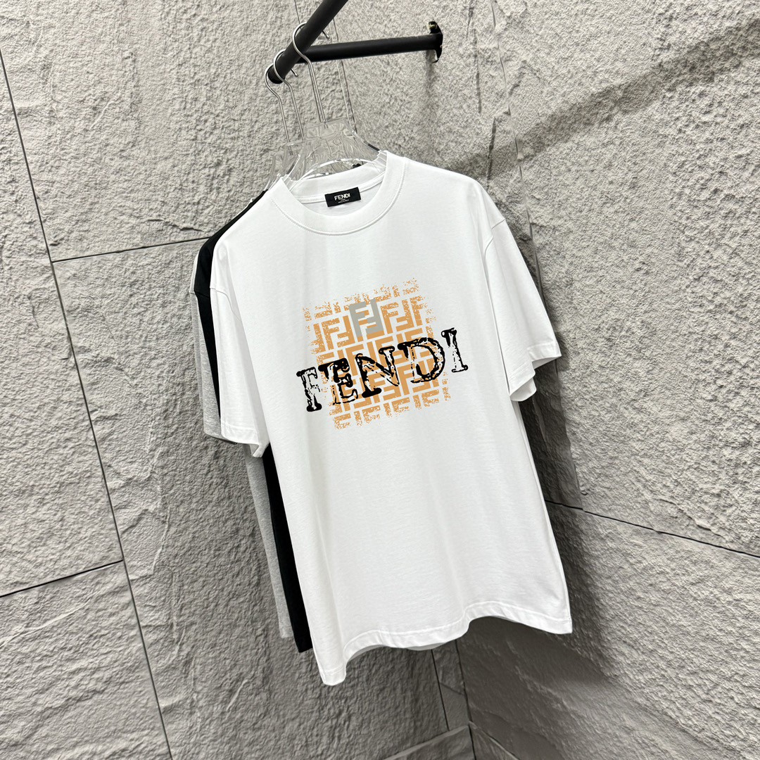 FEN*Di* 2025 primavera/verano nuevo estilo estampado de letras doble F tela de algodón puro de tejido liso de doble hil…