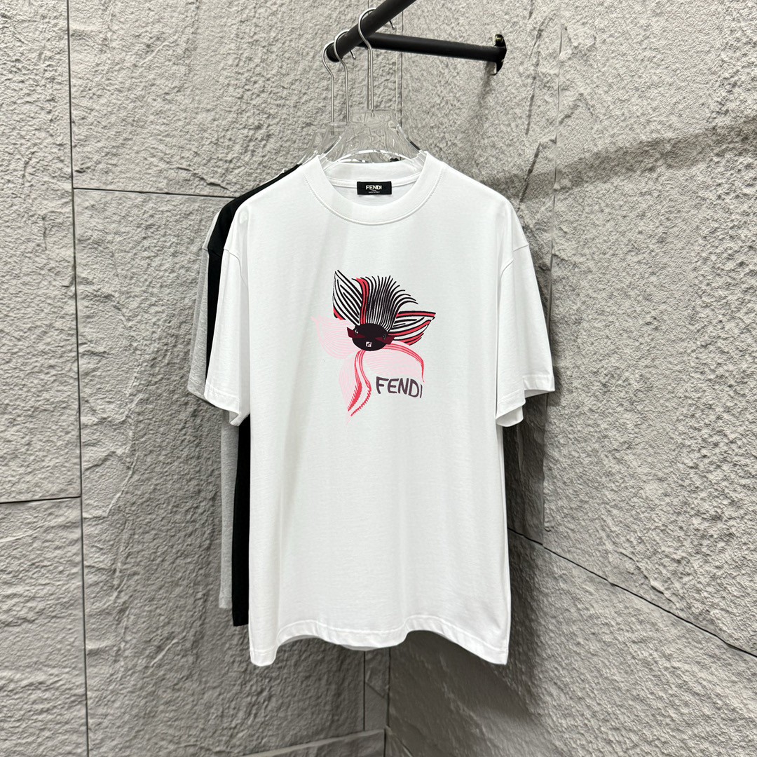 FEN*Fendi* 2025 primavera/verano nuevo estilo estampado de letras en forma de flor tela de algodón puro de tejido liso …